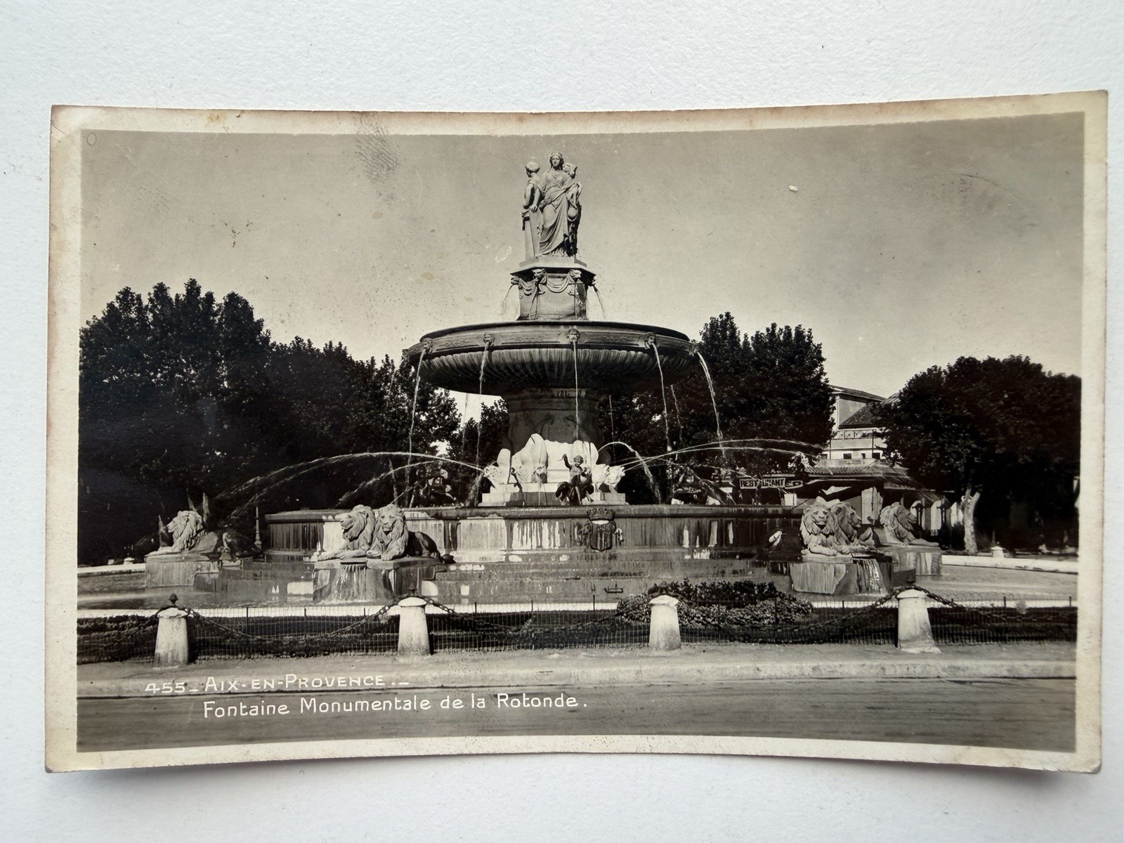 1951 Aix en Provence Fontaine de la Rotonde France Vintage Postcard