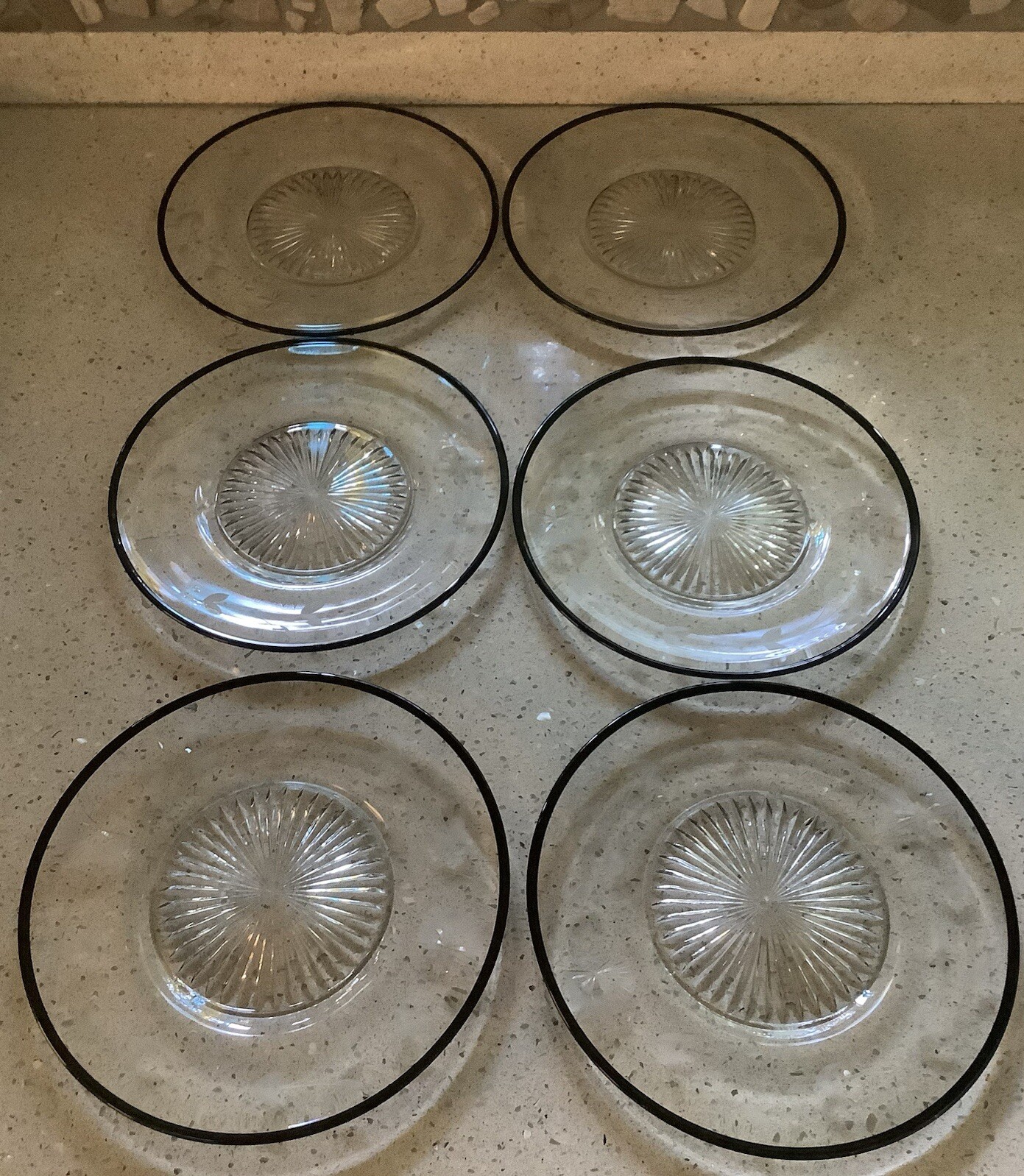 5 Vintage Floral Etched Clear Glass 8”Plates & 3 Smaller Matching Snack Plates