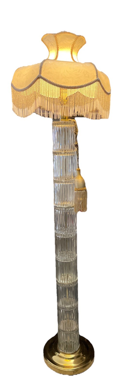 Vtg Hollywood Regency Gaetano Sciolari Style Brass Glass Column Floor Lamp
