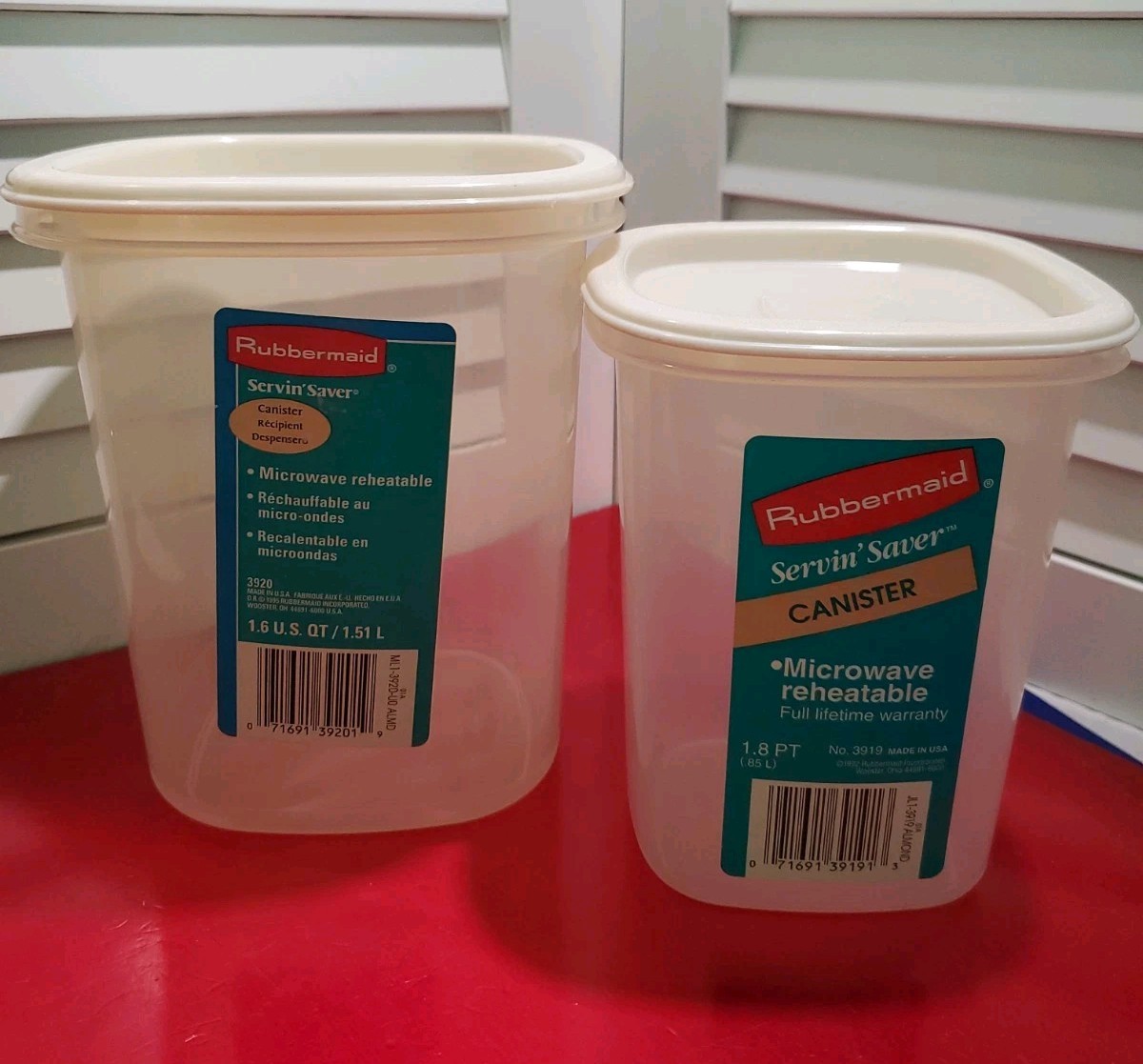 VTG Rubbermaid Servin Saver Canisters 1.6 QT 1.8 PT 3919 3920 NOS Almond #5 #8