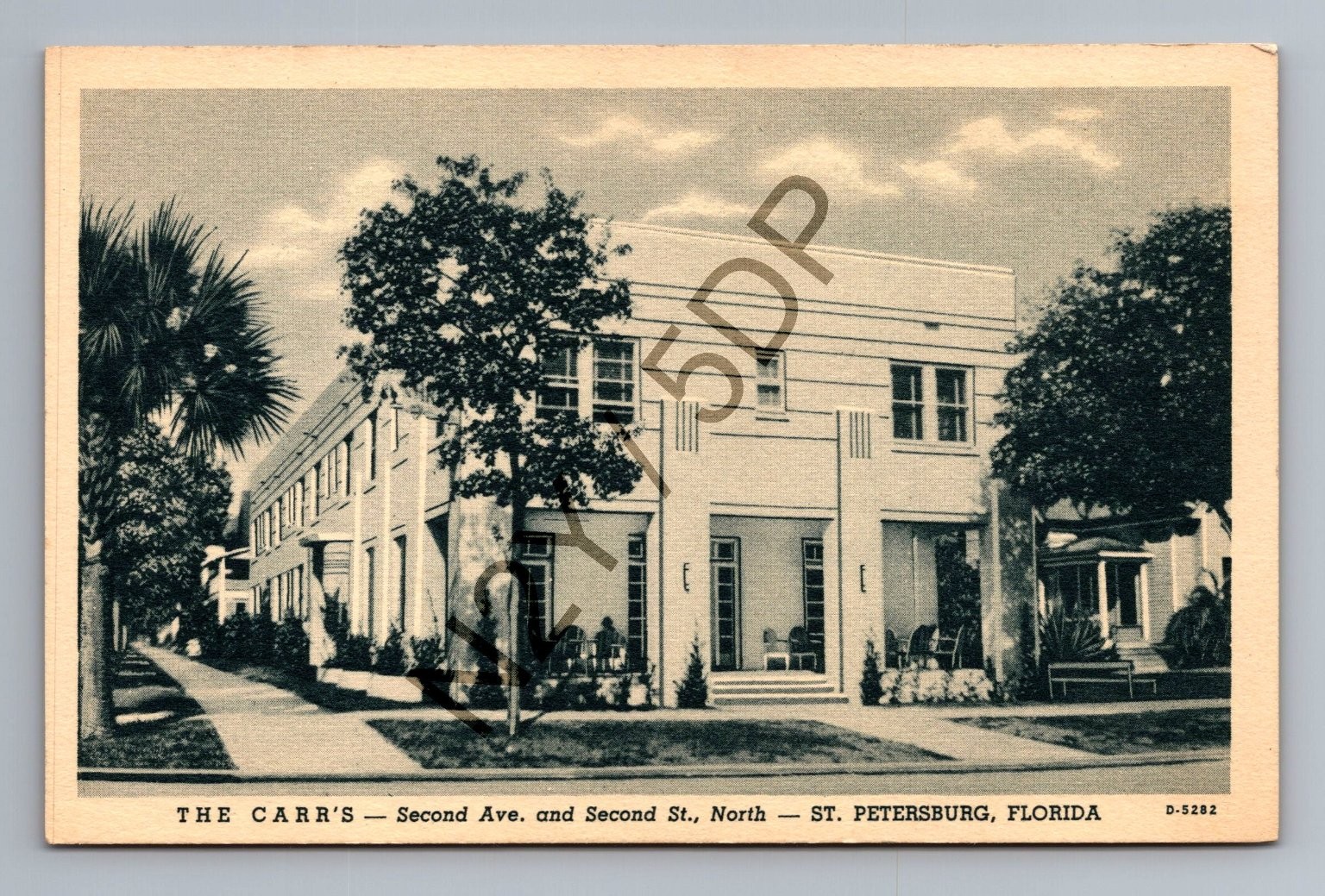 The Carr's Hotel St. Petersburg Florida Linen Postcard C.T. Photo-Platin
