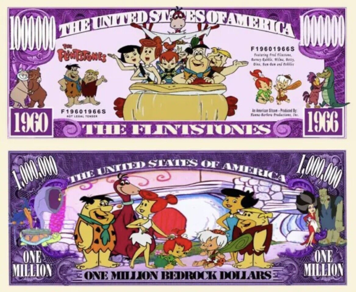 The Flintstones Cartoon 50 Pack 1 Million Dollar Bills Collectible Novelty Notes