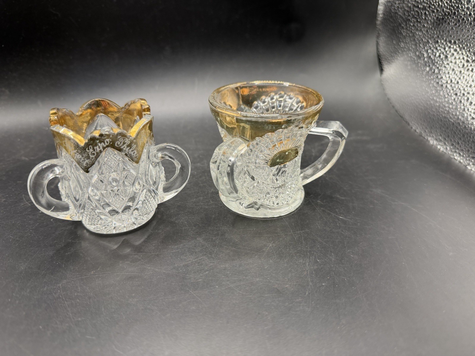 Antique 1899 National Export Expo Phila EAPG Souvenir Sugar Bowl Creamer 