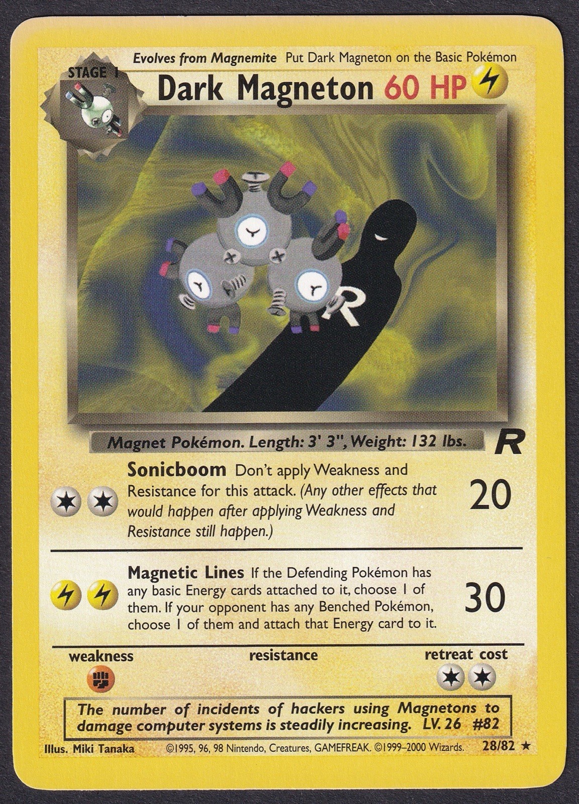 Pokemon Dark Magneton 28/82 Non-Holo arare Team Rocket