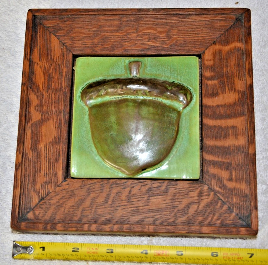 Vintage Acorn Framed Arts And Crafts Inspired Tile 7