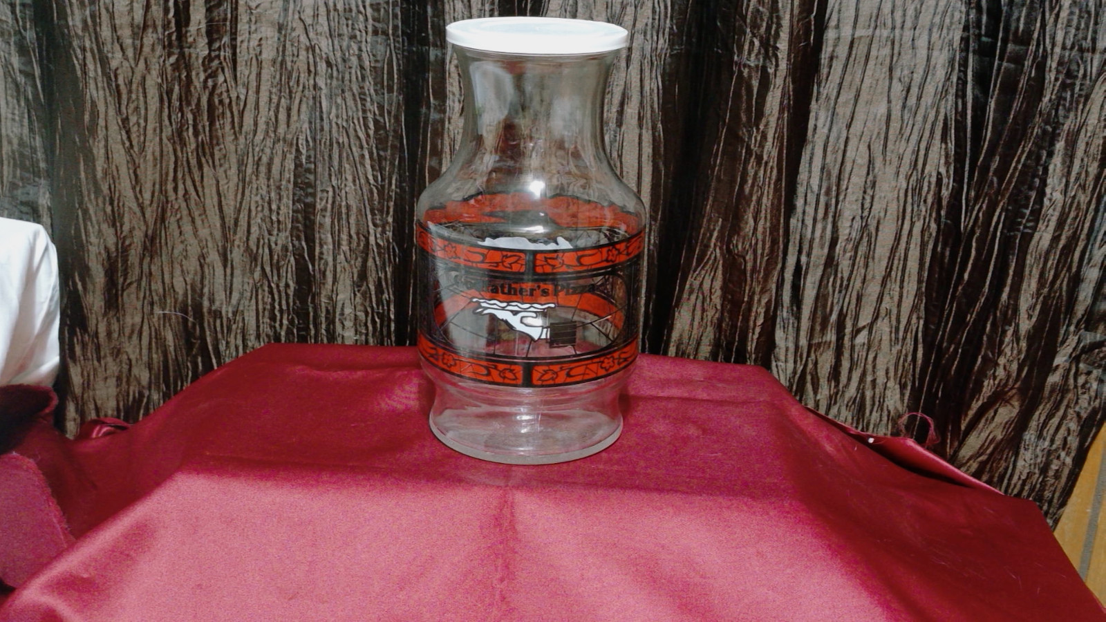 1970\'s Anchor Hocking Glass Coca-Cola Godfather\'s Pizza Carafe Pitcher w/ Lid