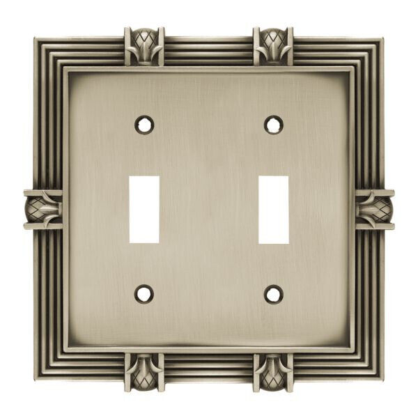 (5 Pack) Pineapple Double Switch Plate - Brushed Satin Pewter (64460)