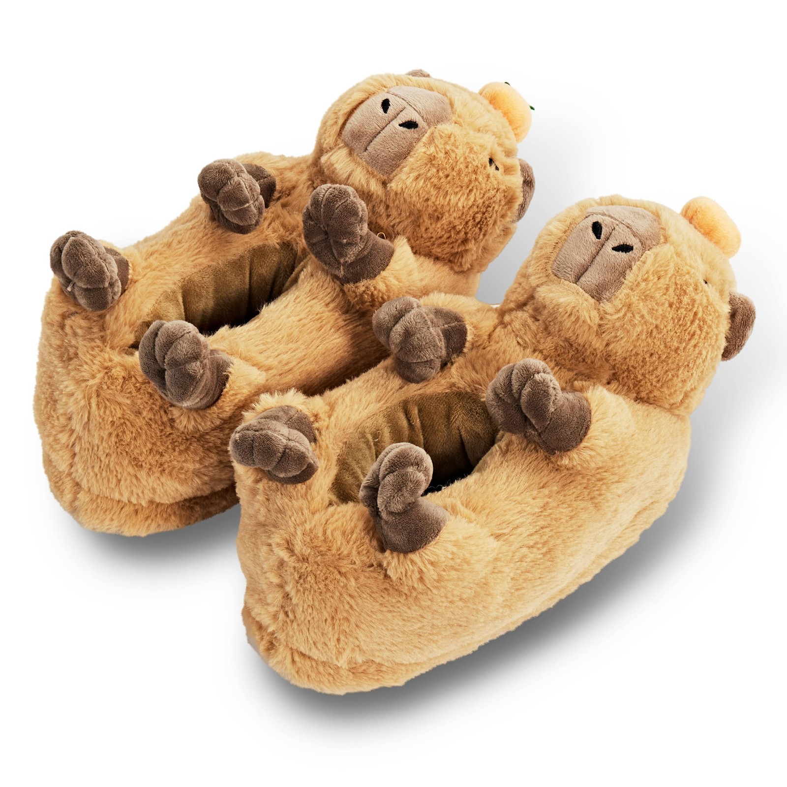 Ooohyeah Women’s Funny Fuzzy Capybara Slippers, Cozy Non-Slip, Size 7-8