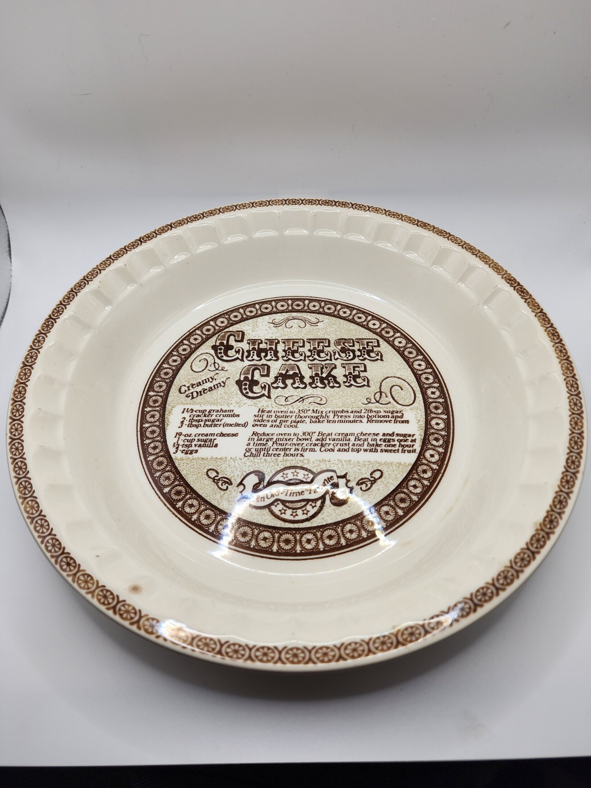 Vintage Royal China Jeanette Cheese Cake Recipe Pie Plate Vintage Royal China Jeanette Cheese Cake Recipe Pie Plate