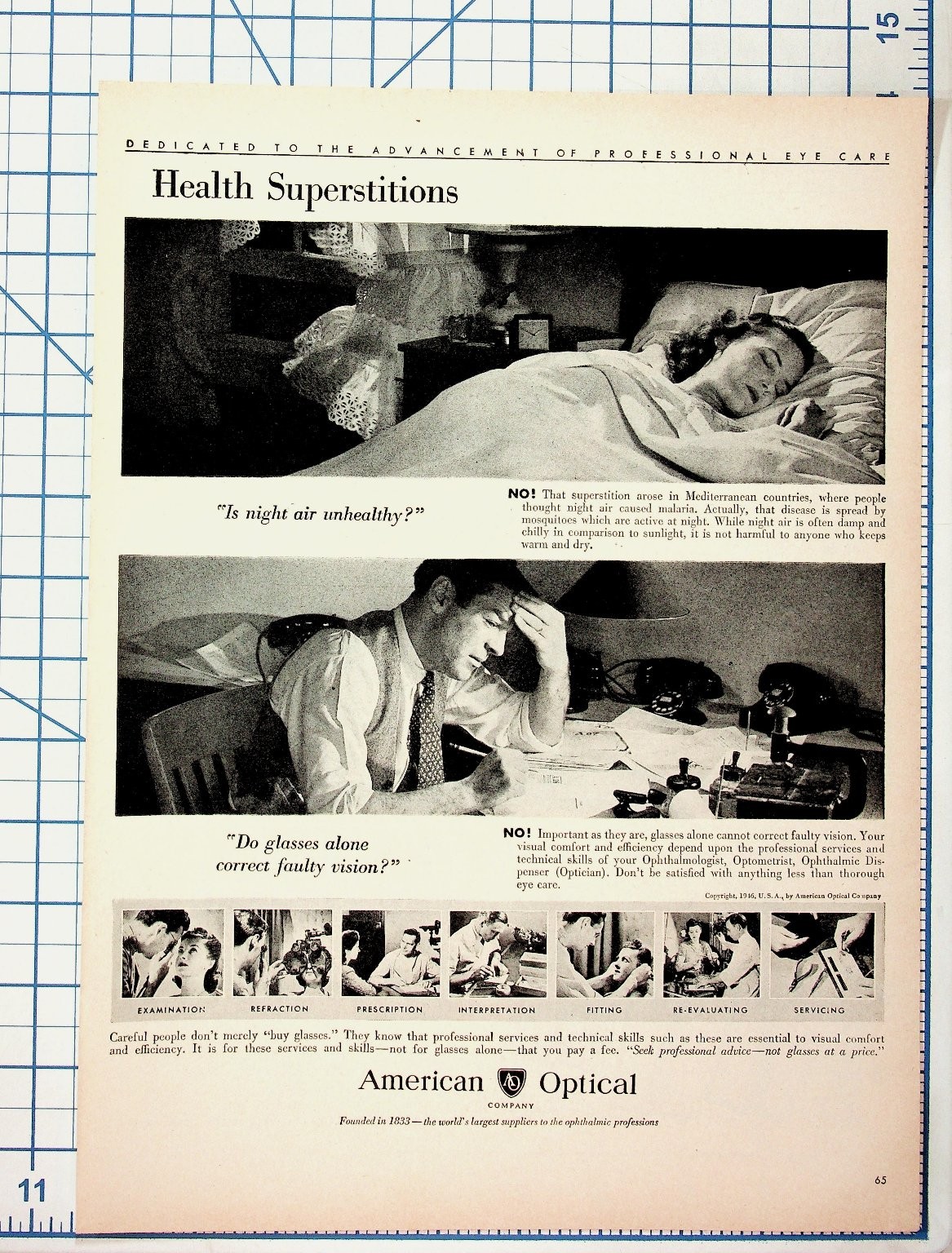 1946 American Optical Health Superstitions Vintage Eye Care Ad 1946 American Optical Health Superstitions Vintage Eye Care Ad