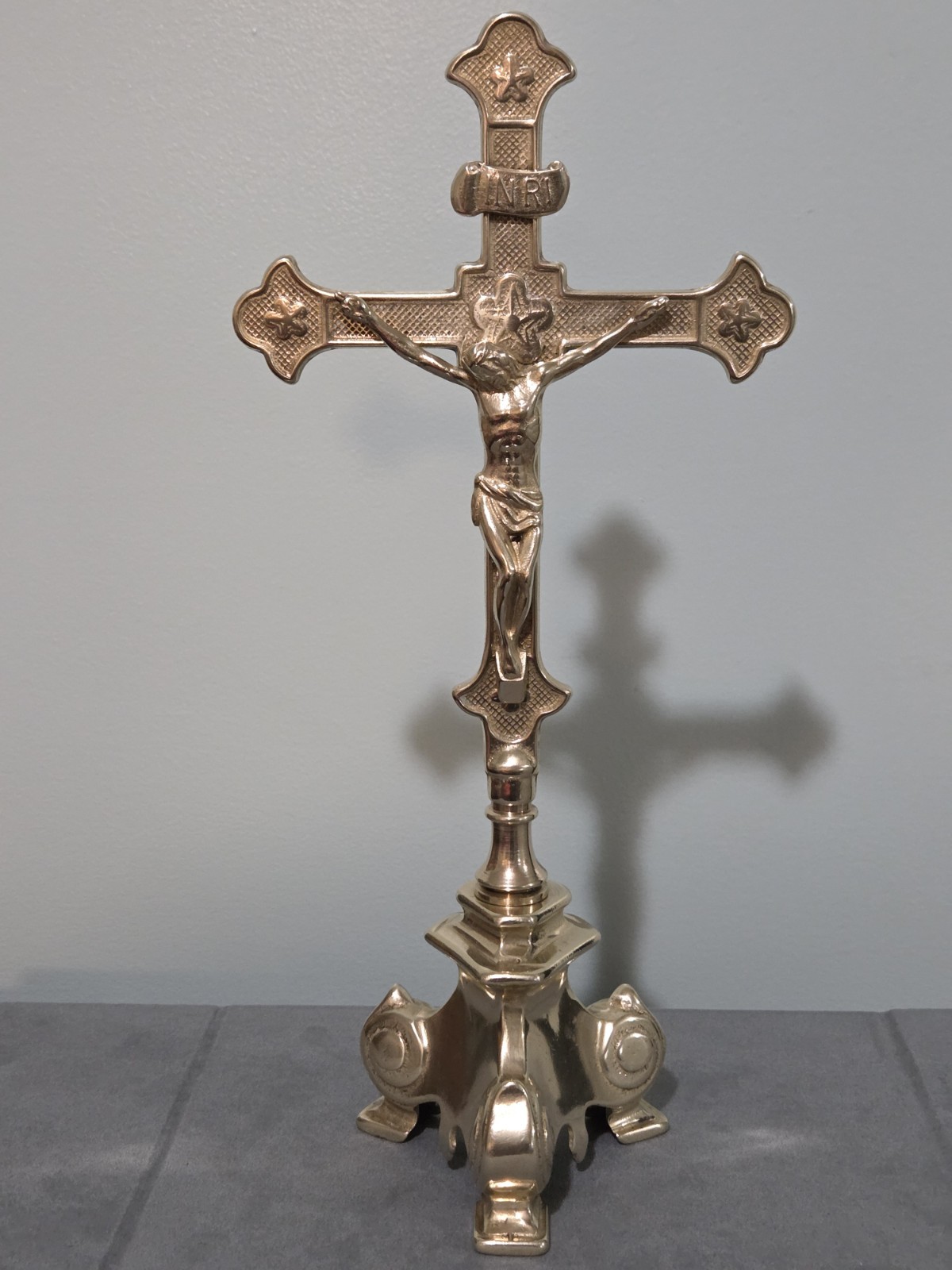 Goldscheider of Vienna Standing Crucifix In Antique Brass 13\