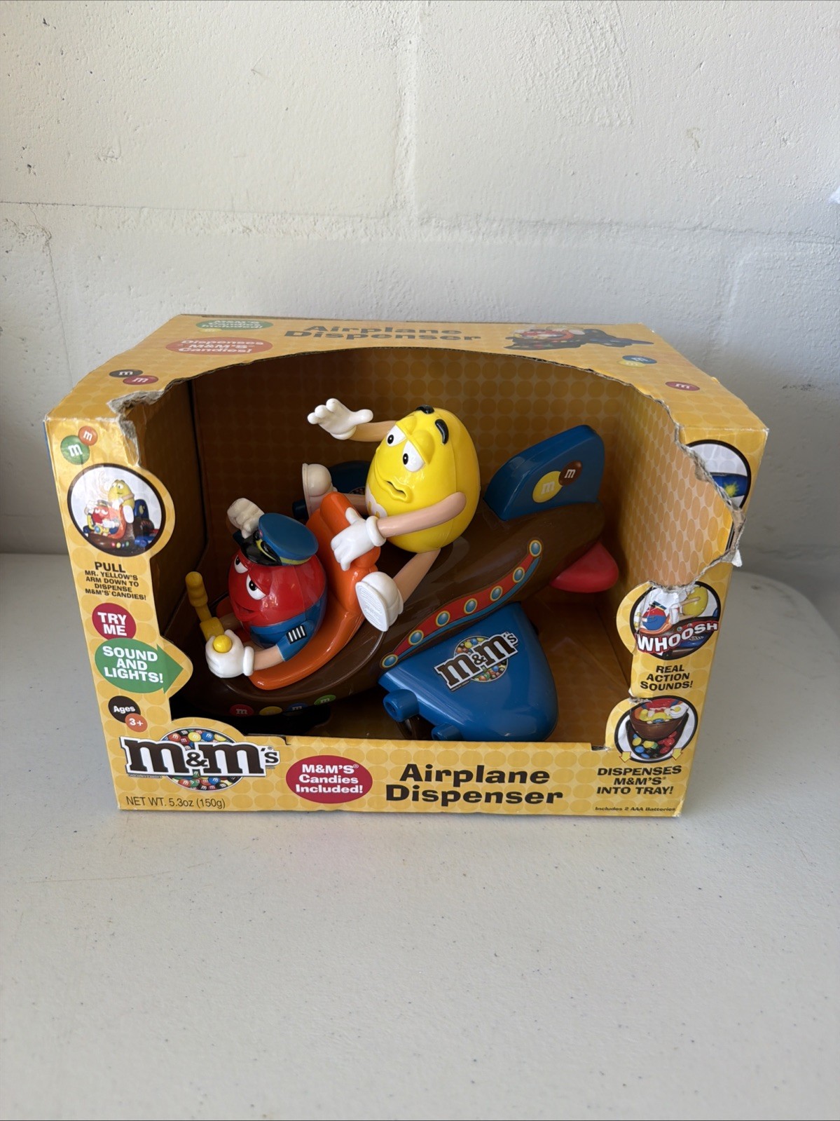 M&M\'s Plain Peanut Candies Airplane Dispenser Sounds Lights