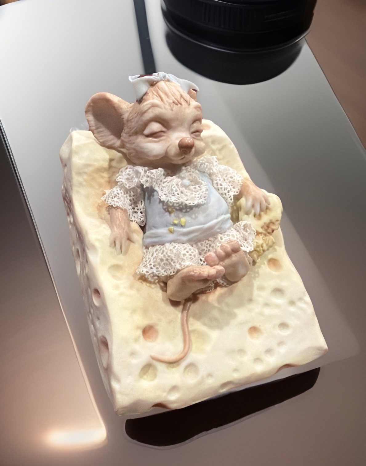 Rare Thistledown Collection BRONN Made In USA Mouse Asleep On Cheese 21/100 Rare