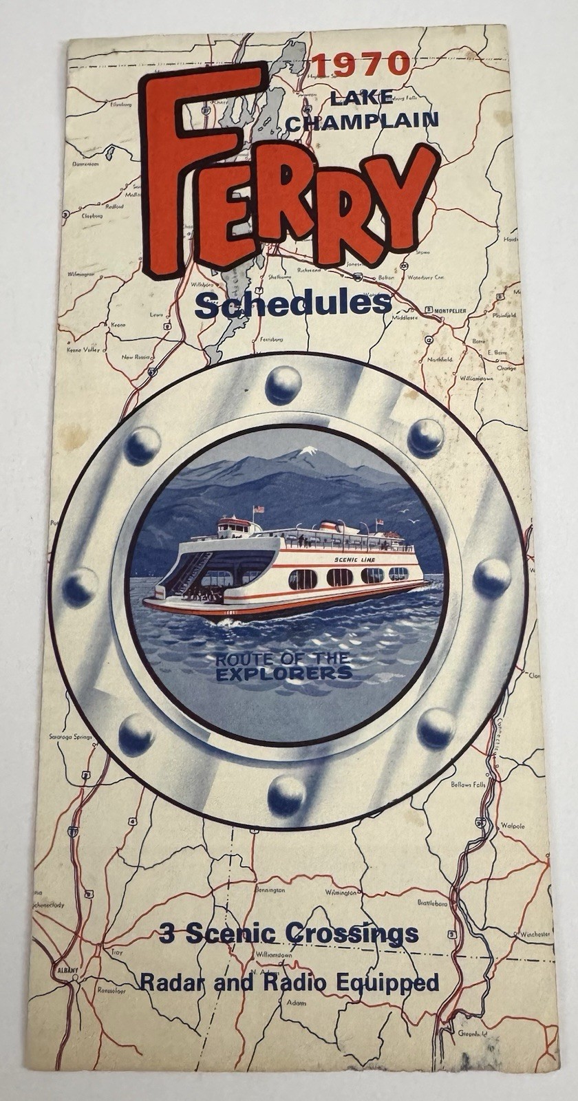 Vintage 1970 Travel Brochure Lake Champlain Ferry Schedule