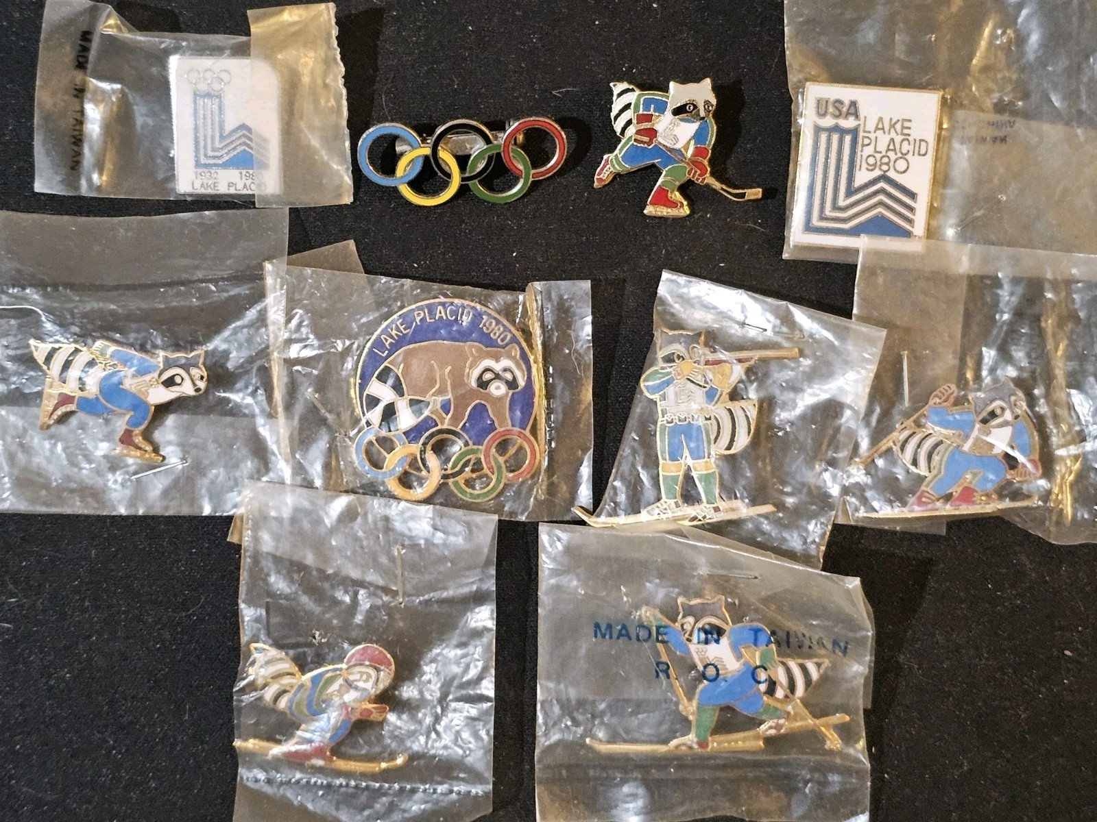 Vintage 1980 Lake Placid Winter Olympic (10) Different Lapel Pin Collection