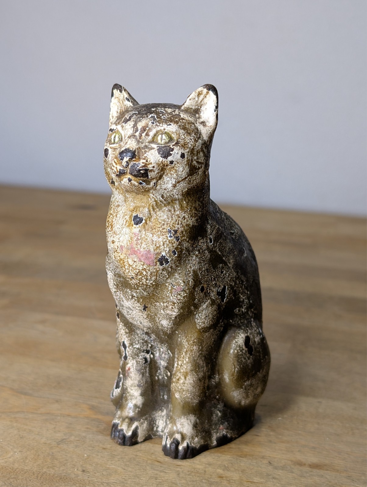 Antique CJO JUDD Cat Cast Iron Doorstop/Bookend USA Made Original Paint Patina