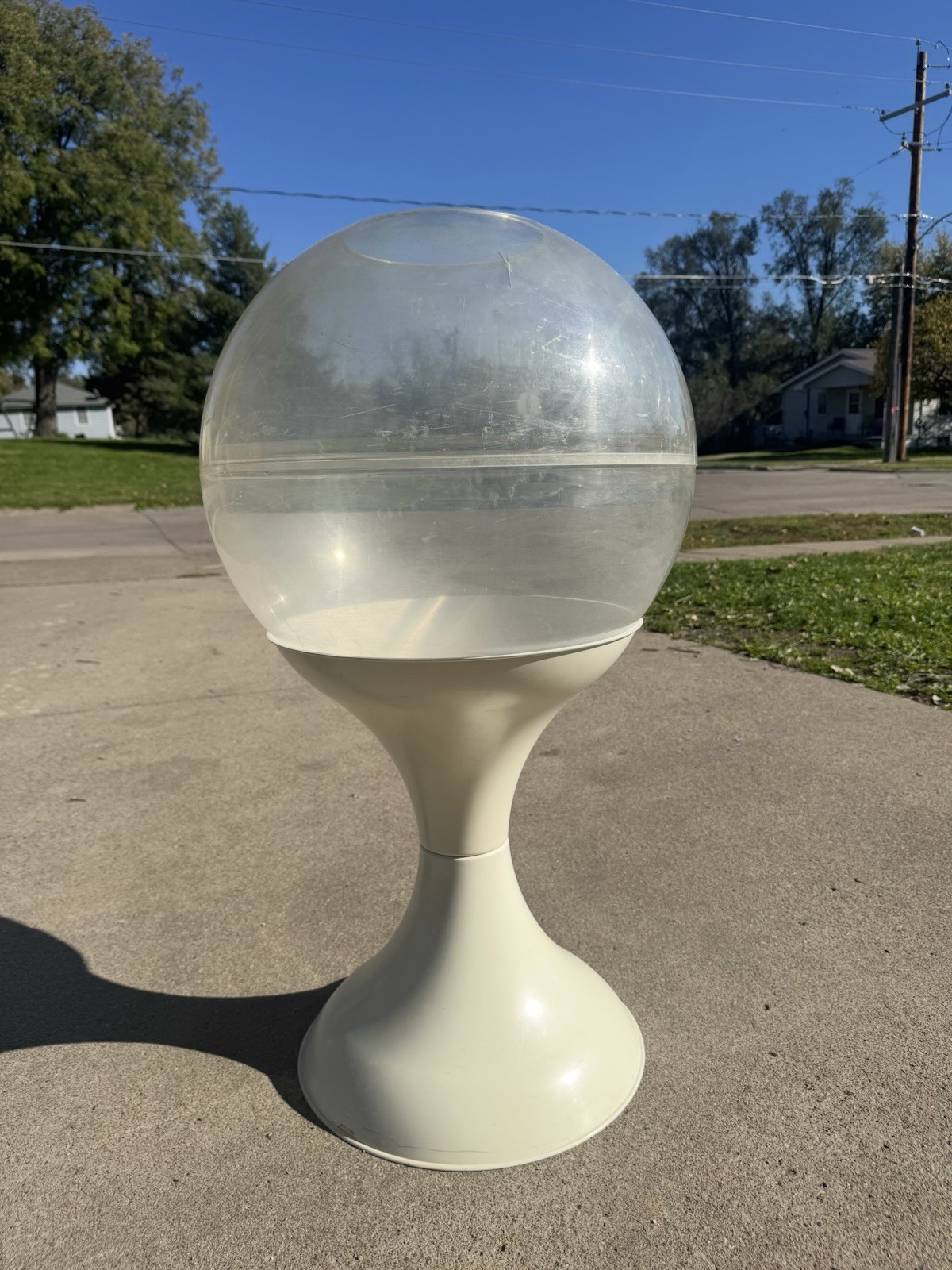 RARE Vintage MCM Dome Terrarium Planter with Retro Hour Glass Base Atomic No Lid