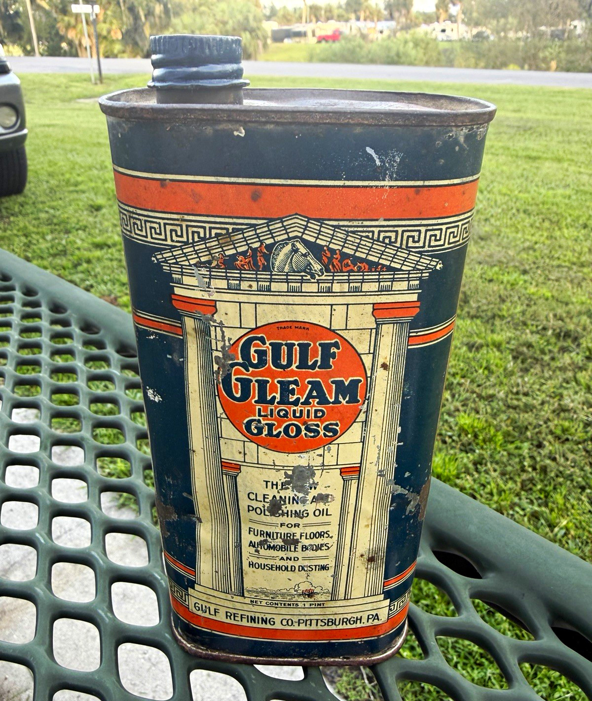 Gulf Vintage Gulf Gleam Liquid Gloss 1 Pint Metal Can Gulf Refining Pittsburgh Gulf Vintage Gulf Gleam Liquid Gloss 1 Pint Metal Can Gulf Refining Pittsburgh