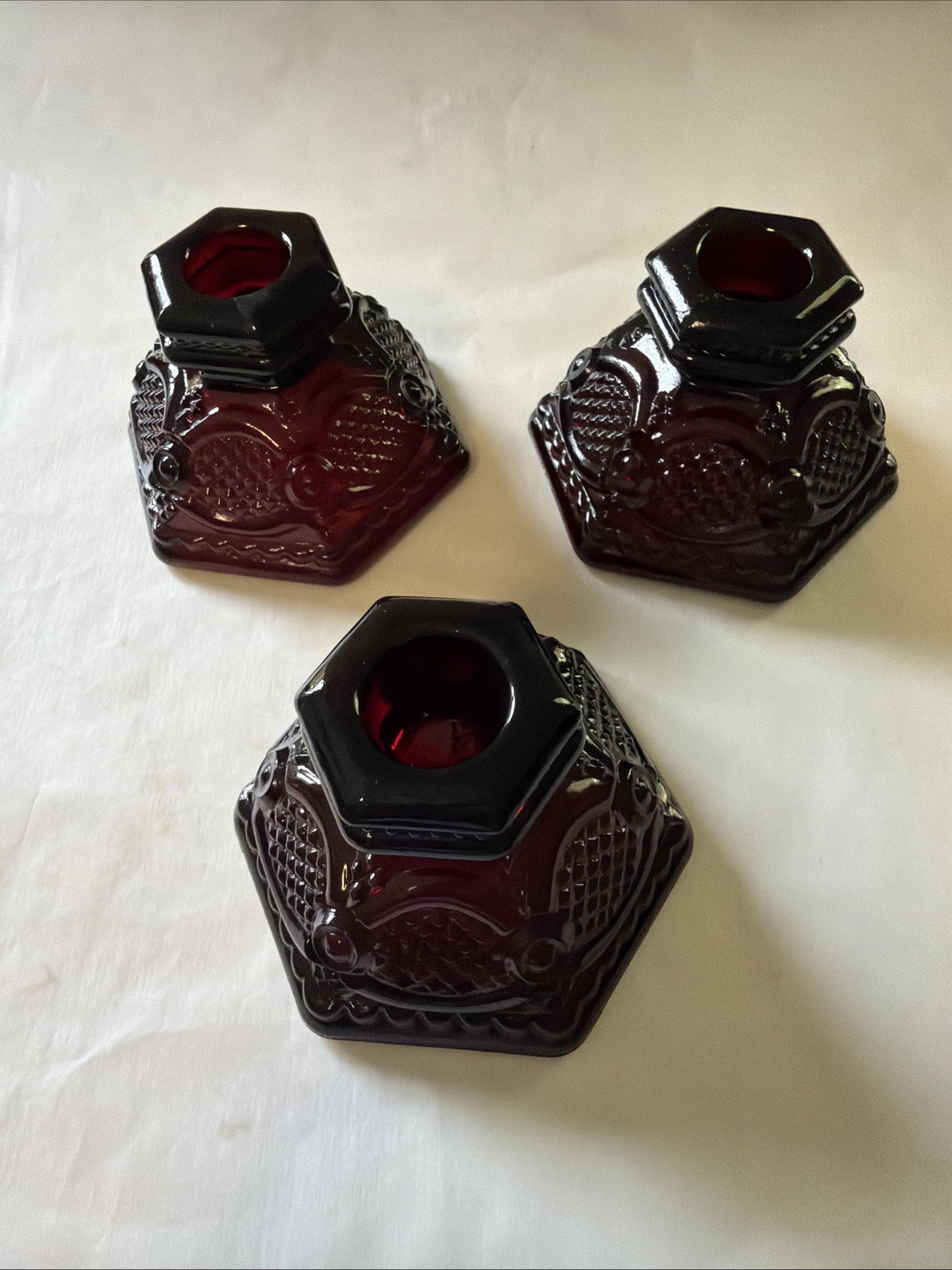 3 AVON Candlestick Taper Candle Holders (Set of 3) Cape Cod Collection EUC