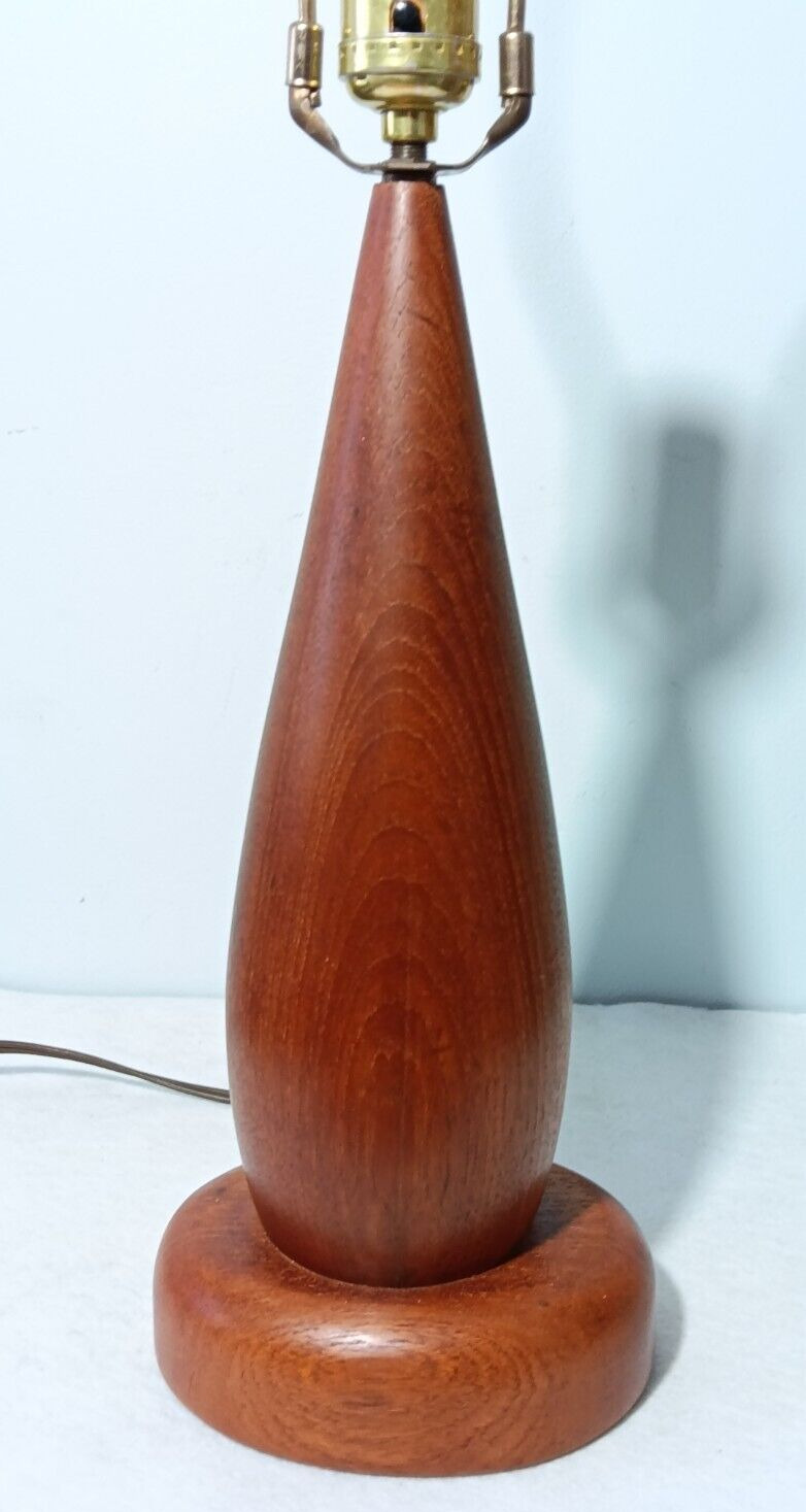 MCM Mid Century Modern 60\'s Danish Style Teak Wood Table Lamp 23”