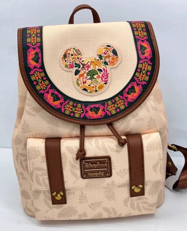 Disney Parks Animal Kingdom Loungefly Canvas Backpack Knapsack Mickey NEW