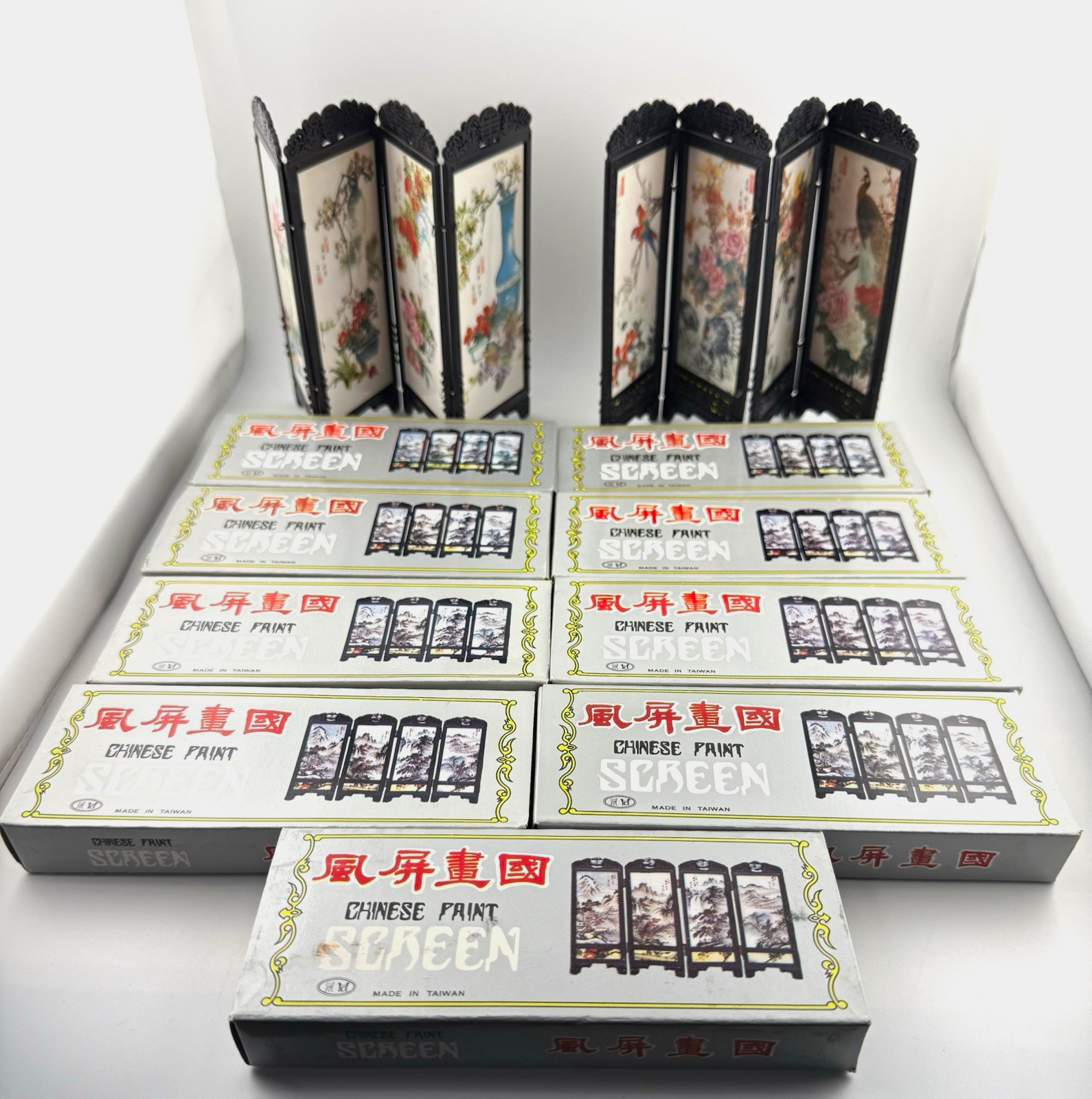 Vintage 1:12 Miniature Chinese Paint Screens – New In Box Lot of 11