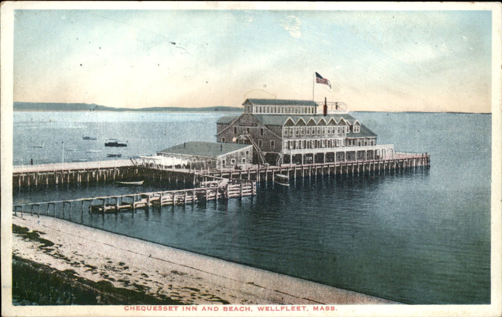 Wellfleet MA Inn and Beach Chequesset Inn E. I. Nye c1900s-10s Vintage Postcard