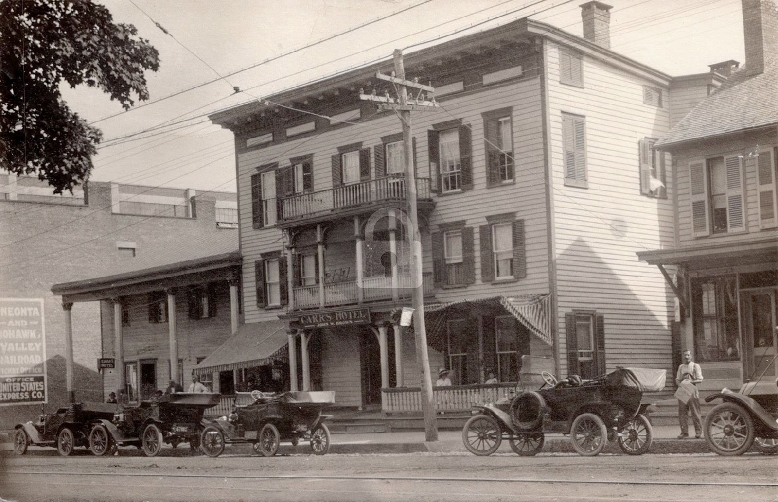 Carr’s Hotel 1917 Cooperstown NY Main Street John Brown RPPC Photo Postcard COPY