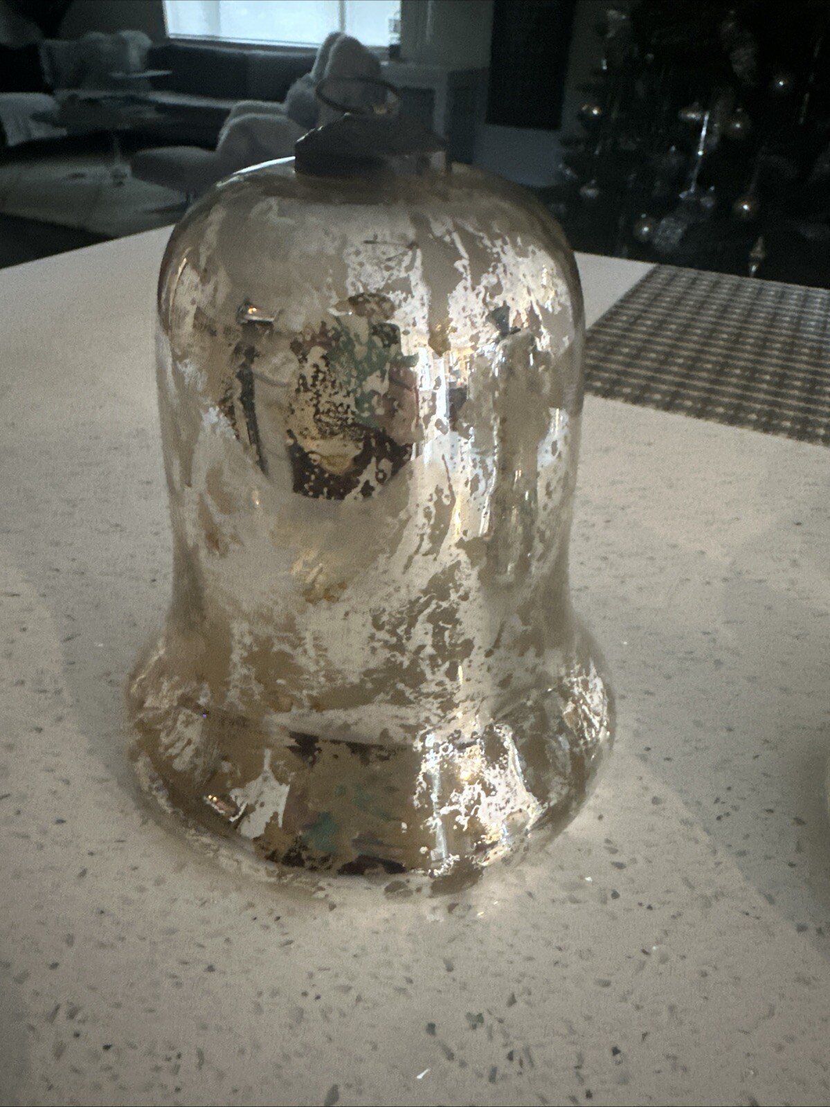 Jumbo Vintage Kugel Style 7” SILVER MERCURY GLASS Bell zgallria