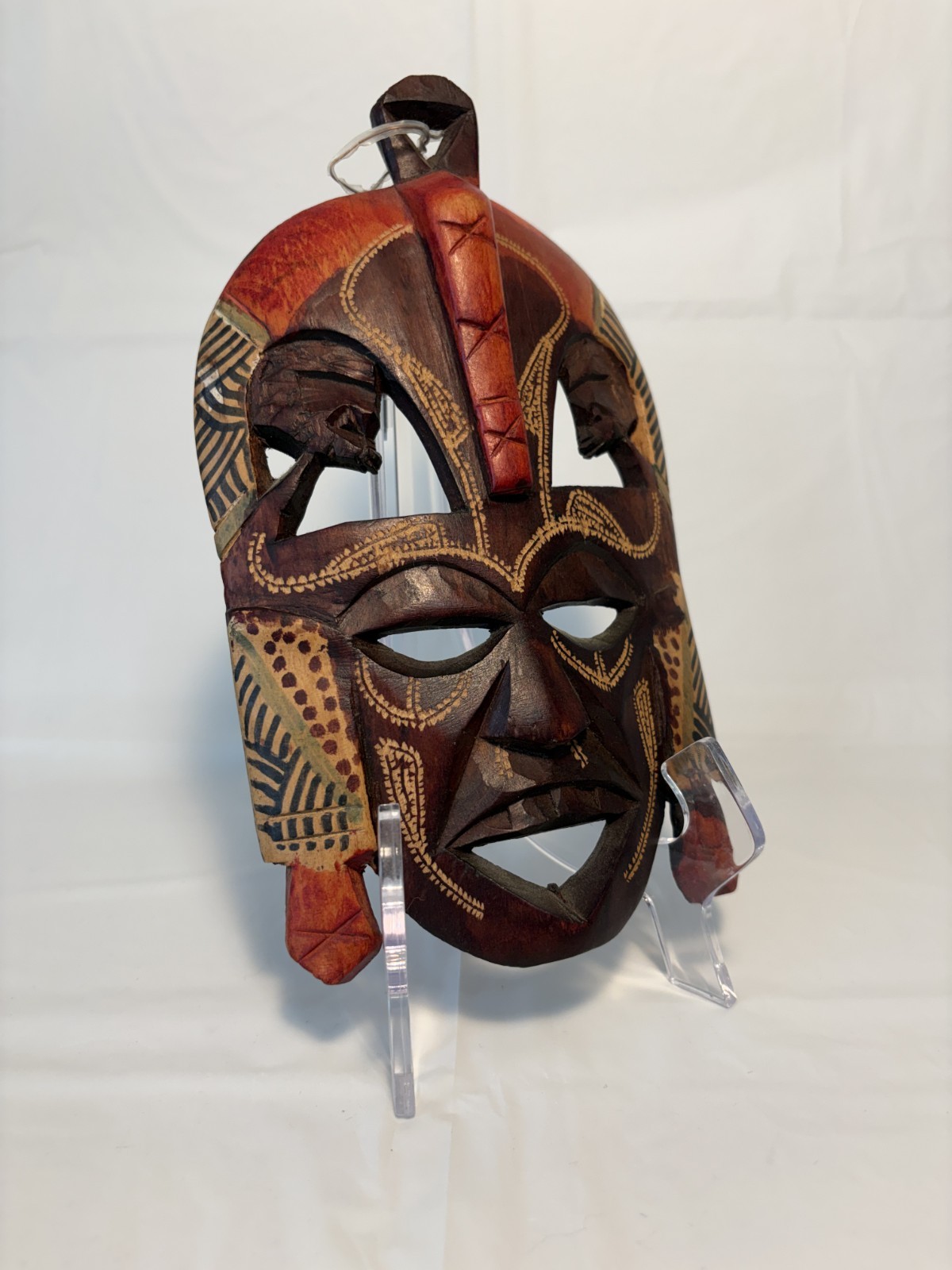 Vintage African Wooden Mask Hand Carved Kenya Tribal Maasai Kikuyu Wall Decor...