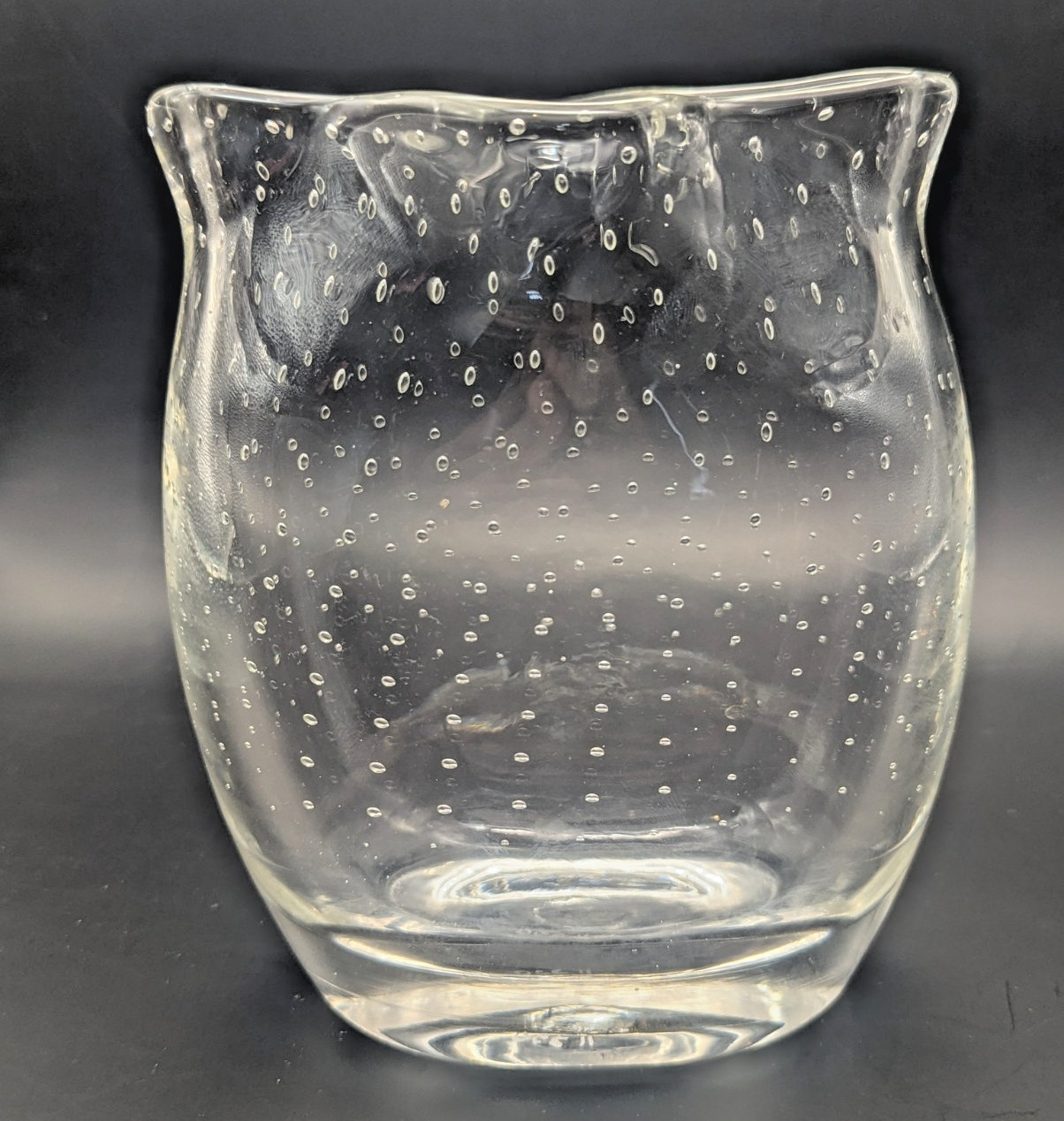 Heavy Hand Blown Gold Art Glass Vase Controlled Bubbles Signed  OGR 11 ~ 6”x5\