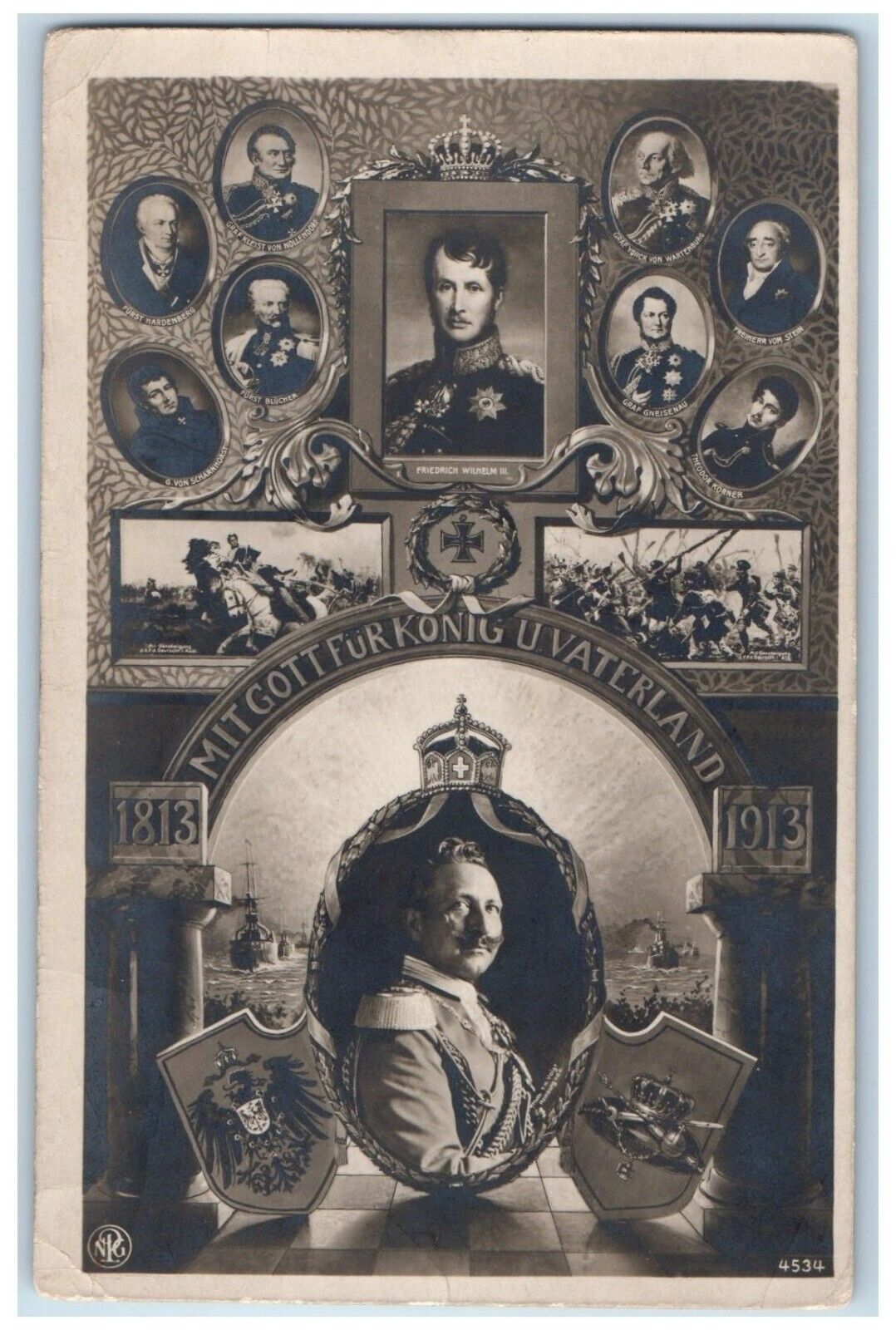 c1910\'s WWI Germany Frederich Wilhelm III Unposted Antique RPPC Photo Postcard