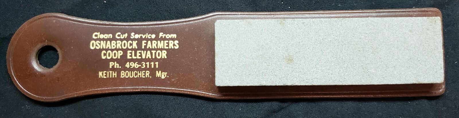 Osnabrock North Dakota Farmers Coop Elevator promotional Knife Sharpener Boucher