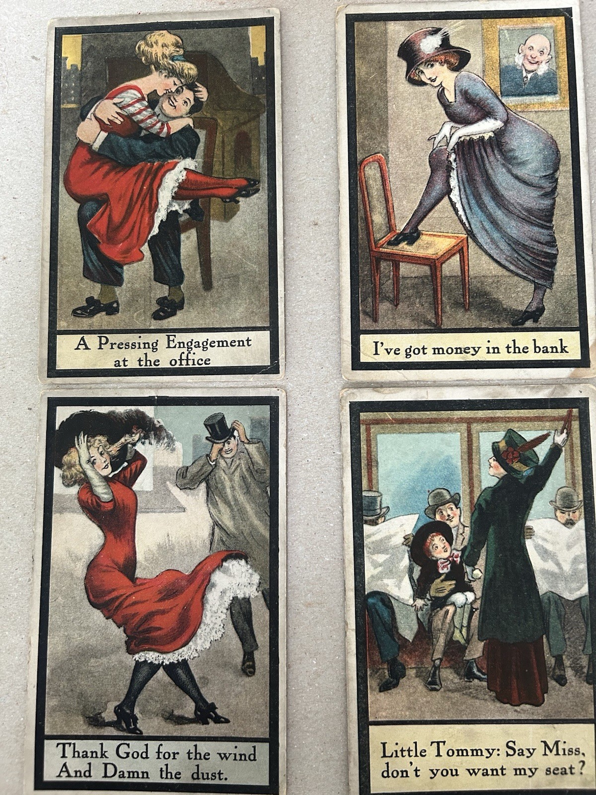 Risqué Postcards Lot Of 4, Eclectic Numismatic Treasure, Women Early 1900s