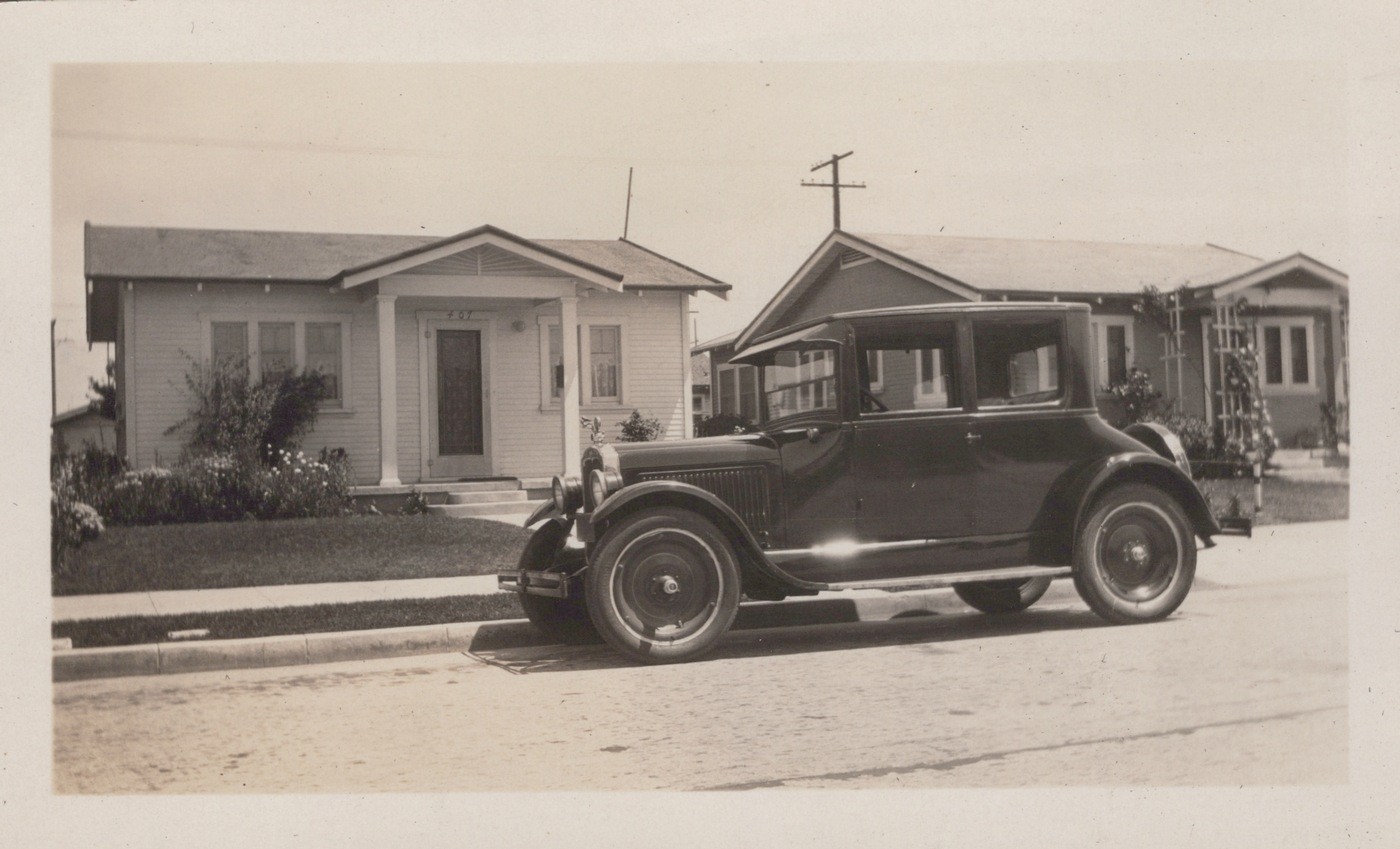 Los Angeles CA 1926 Vintage Auto Residential Neighborhood - Original Photo