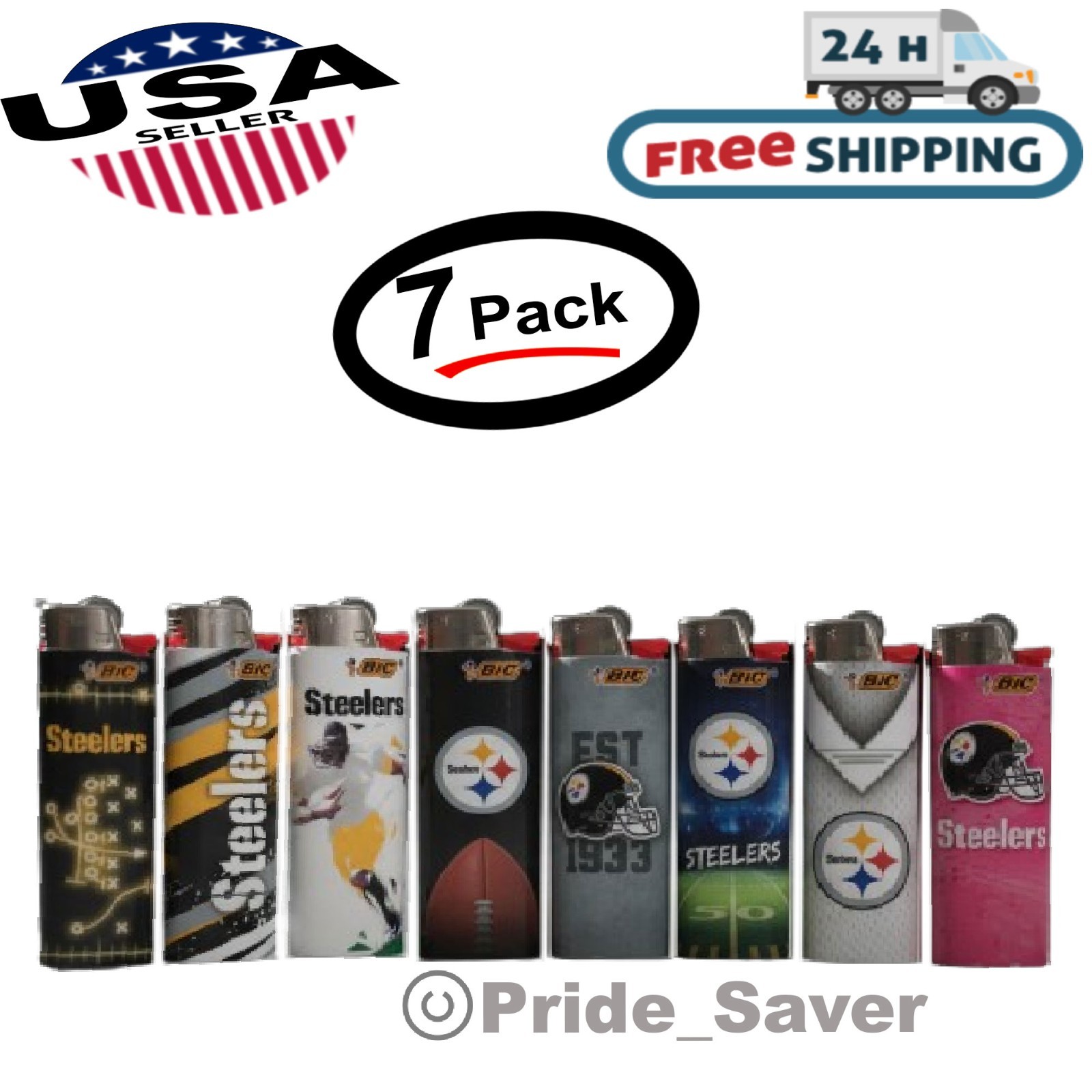 Bic NFL Pittsburgh Steelers Cigarette Lighters Brand & Licensed (7 Pack)  - New