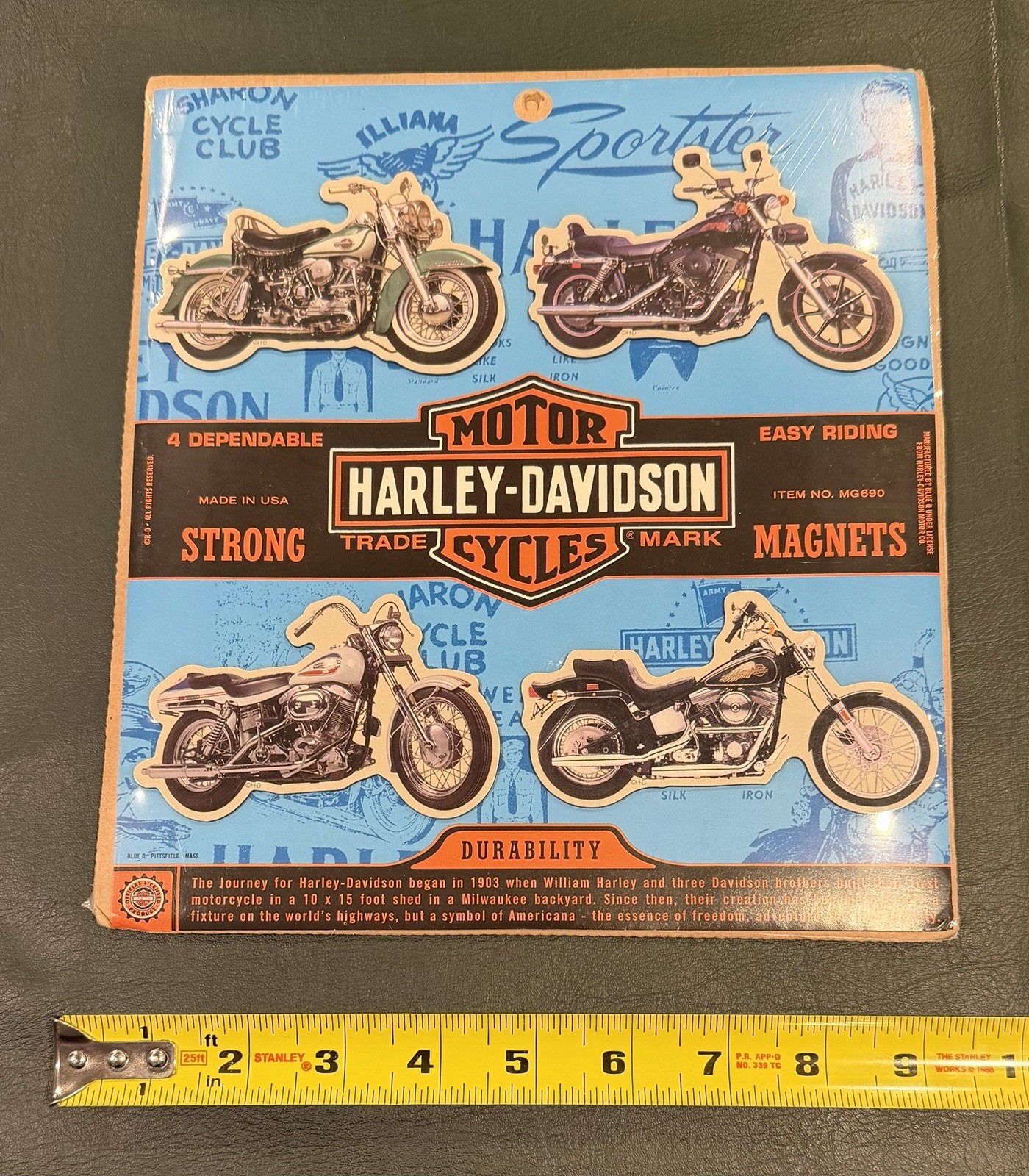 Harley Davidson Motorcycle Magnets Set of 4 Blue Q MG690 New Sealed USA
