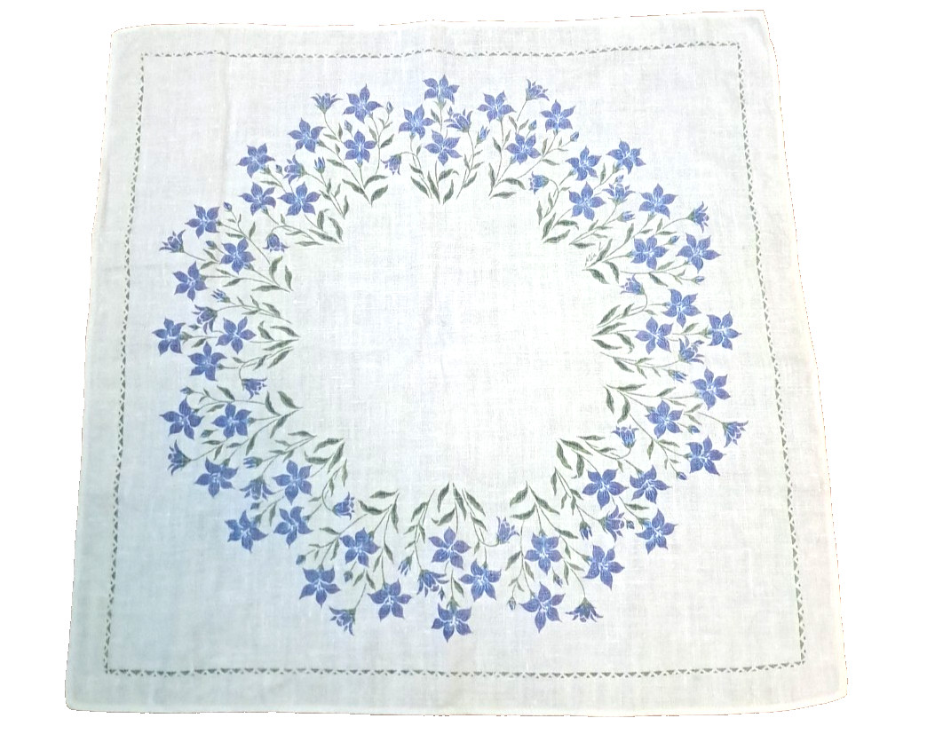 NEW Froso Handtryck Linen Centerpiece Table Cover Sweden Purple Flowers 22\