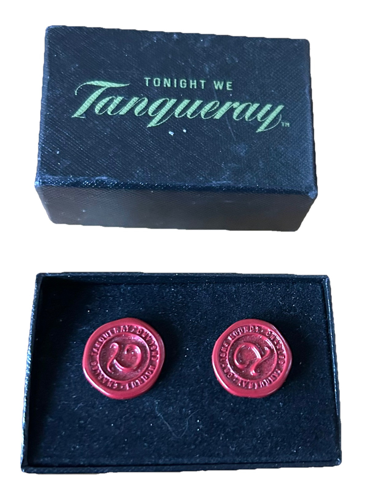 Vintage Charles Tanqueray Red Cuff Links London England Rare Bn 142