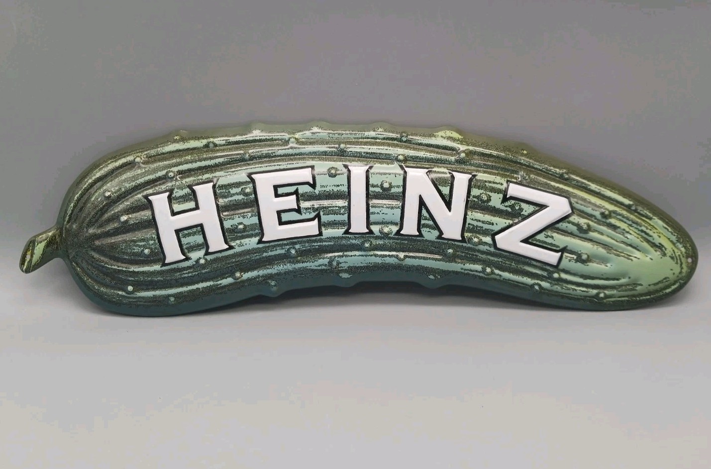 Vintage Heinz Dill Pickle Shaped Embossed Tin Sign 18\
