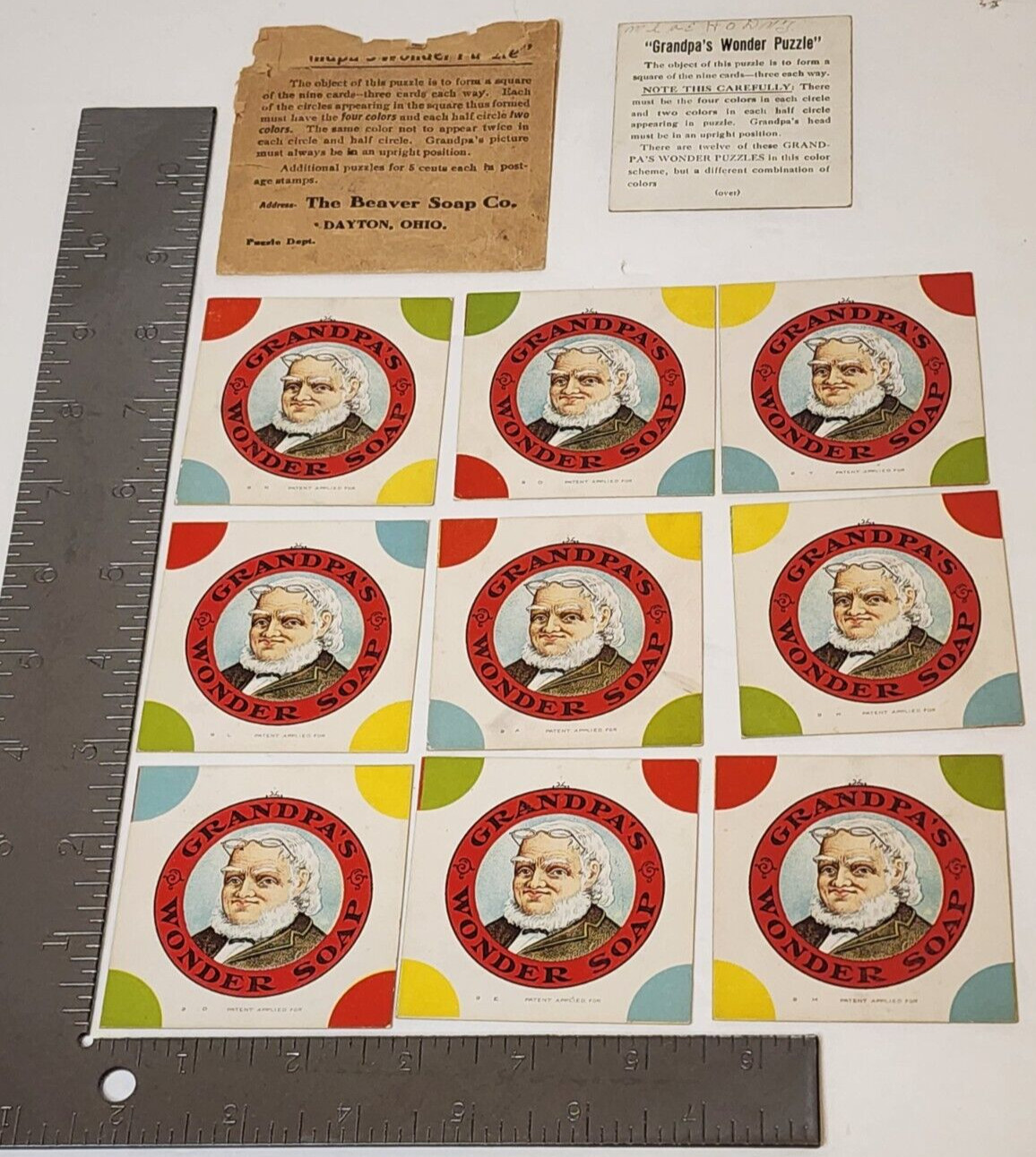 Vintage 1911 Grandpa\'s Wonder Soap Puzzle The Beaver Soap Co. Dayton, OH Games