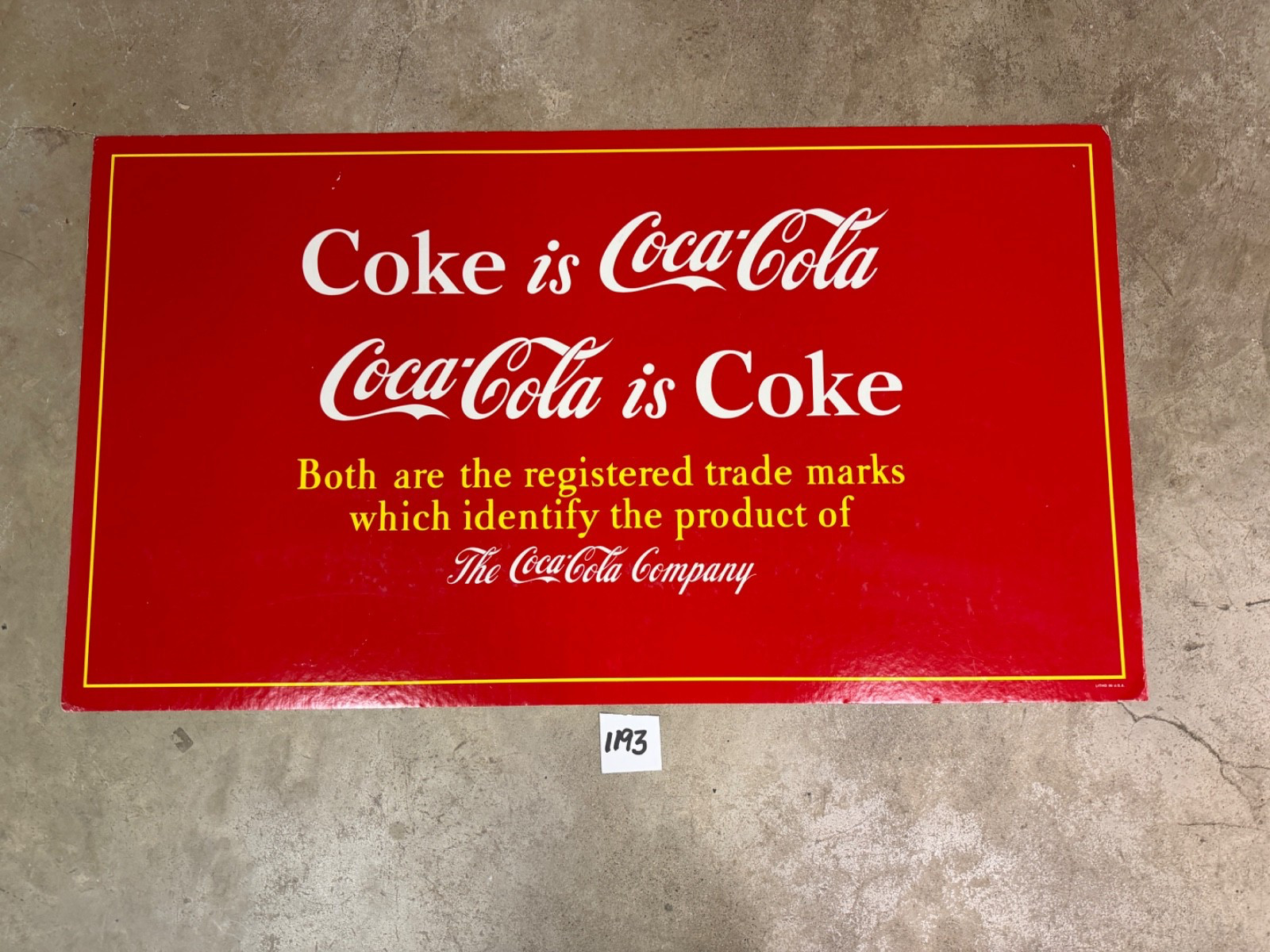 Coca Cola CARDBOARD NOS Advertsing Sign - Very BRIGHT