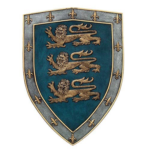 Pacific Giftware Medieval Times Three Lions Royal Coat of Arms Shield Wall, Red