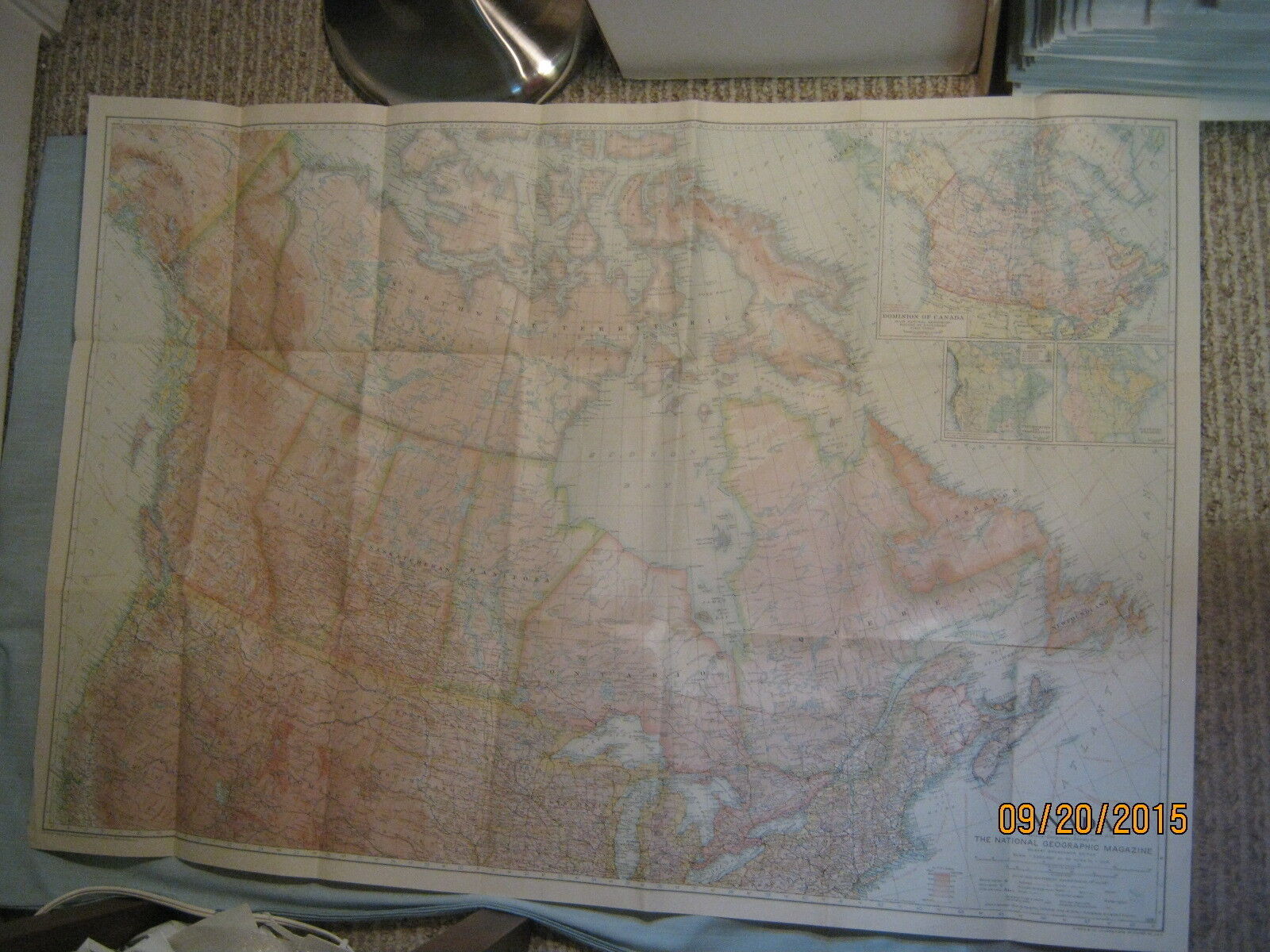 ANTIQUE CANADA HUGE MAP National Geographic June 1936