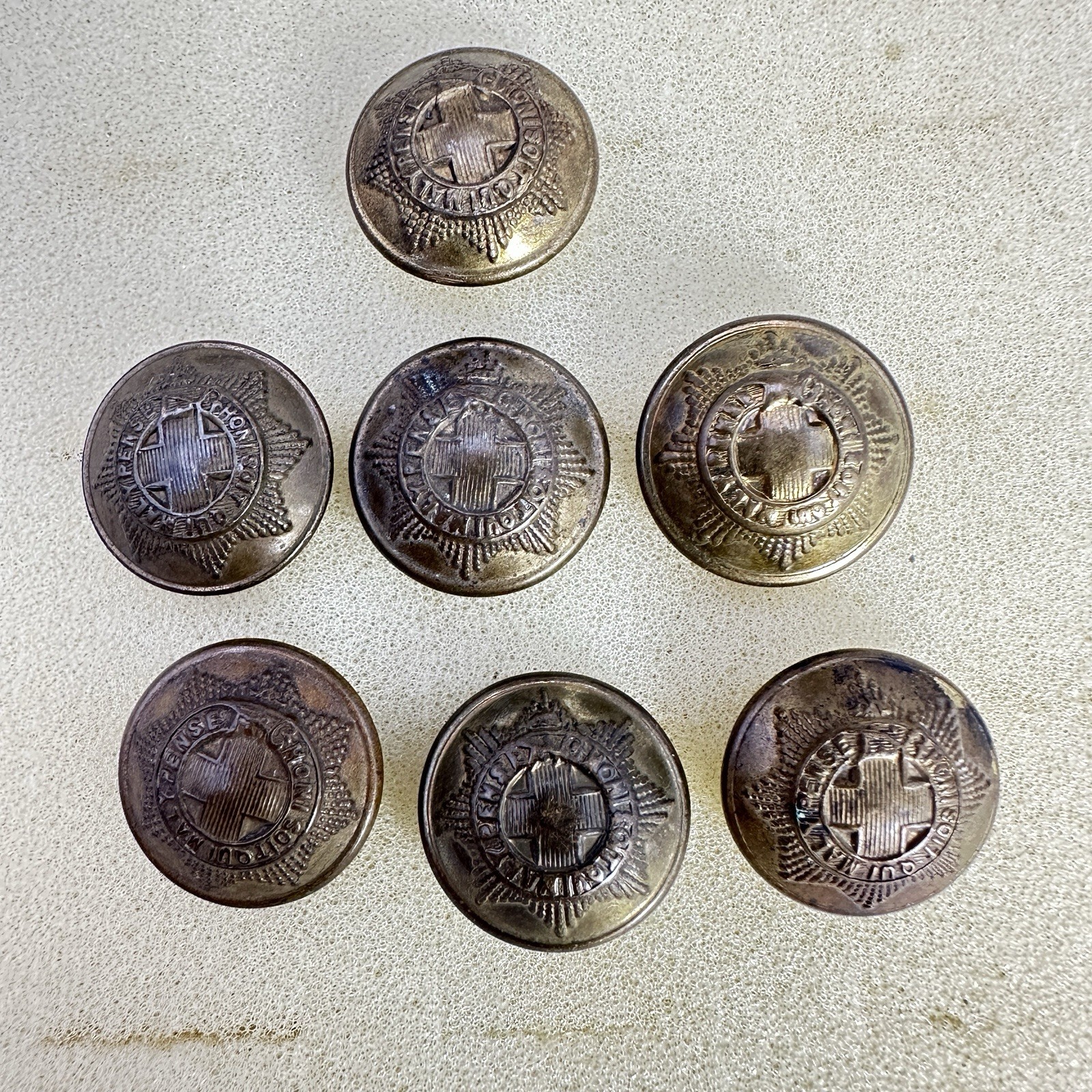Vtg British Indian Army Unattached Officers GRI 19mm Lot 7 Buttons Ltd Bham