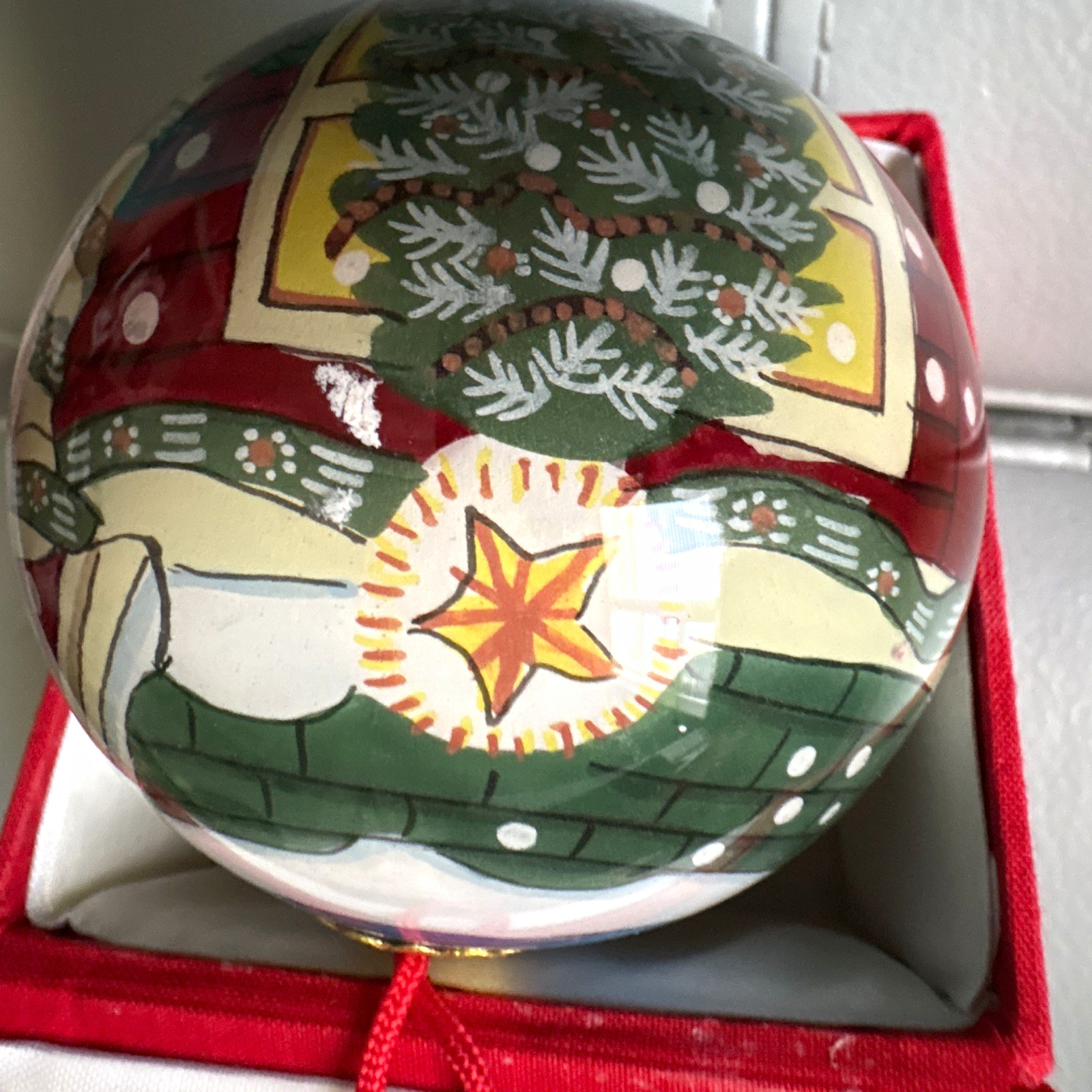 Hand Painted Glass Snowman Ball Ornament Multicolor Christmas Theme