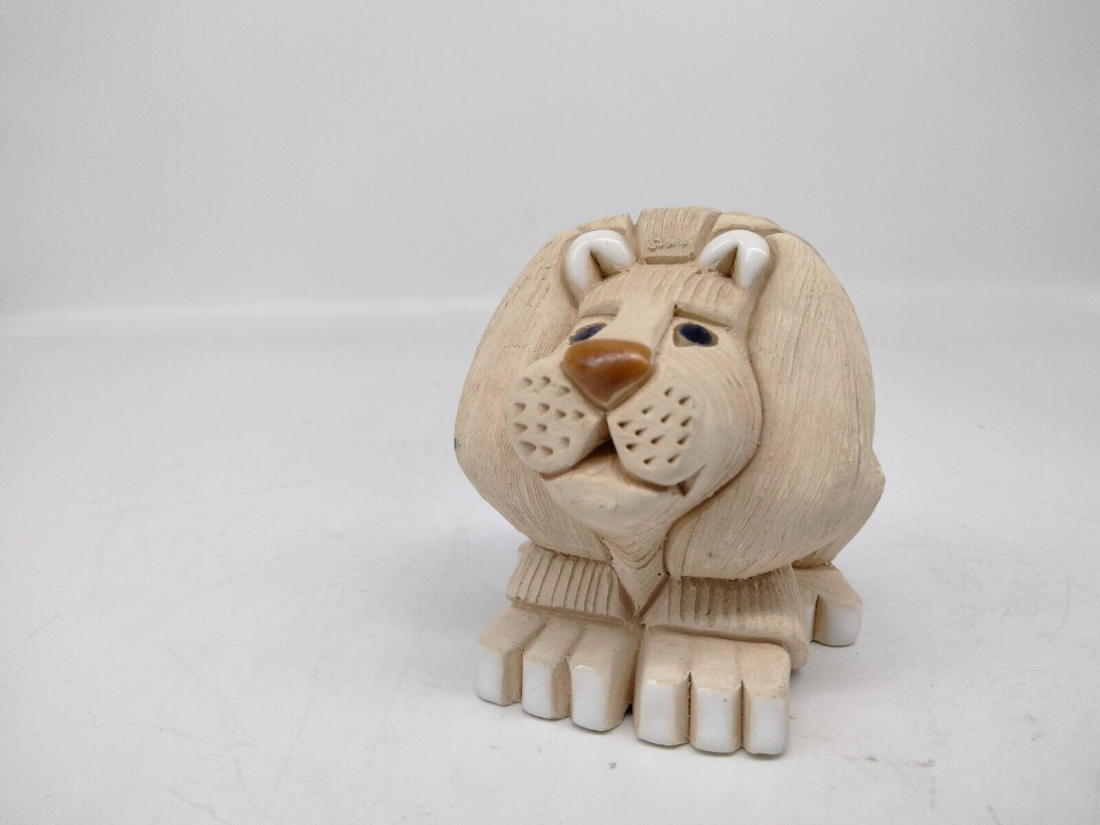 Vintage Artesania Rinconada Uruguay Blonde Lion Art Pottery Figurine Signed