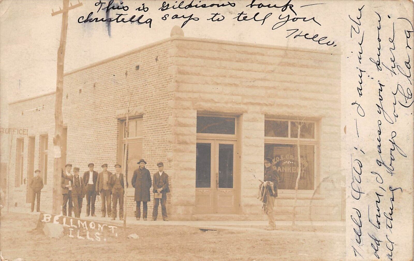 RPPC Belmont Illinois GEO. E. GILDISON BANK 1907 UDB PHOTO Postcard