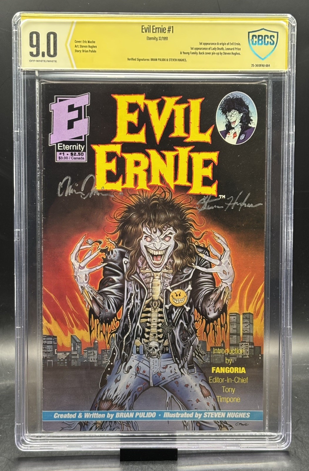 EVIL ERNIE #1 1991 CBCS 9.0 SIGNED BY PULIDO & HUGHES 2x Signed EVIL ERNIE #1 1991 CBCS 9.0 SIGNED BY PULIDO & HUGHES 2x Signed