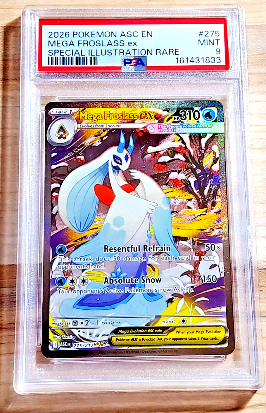 2026 Pokemon Ascended Heroes MEGA FROSLASS EX #275 Holofoil PSA 9 Mint